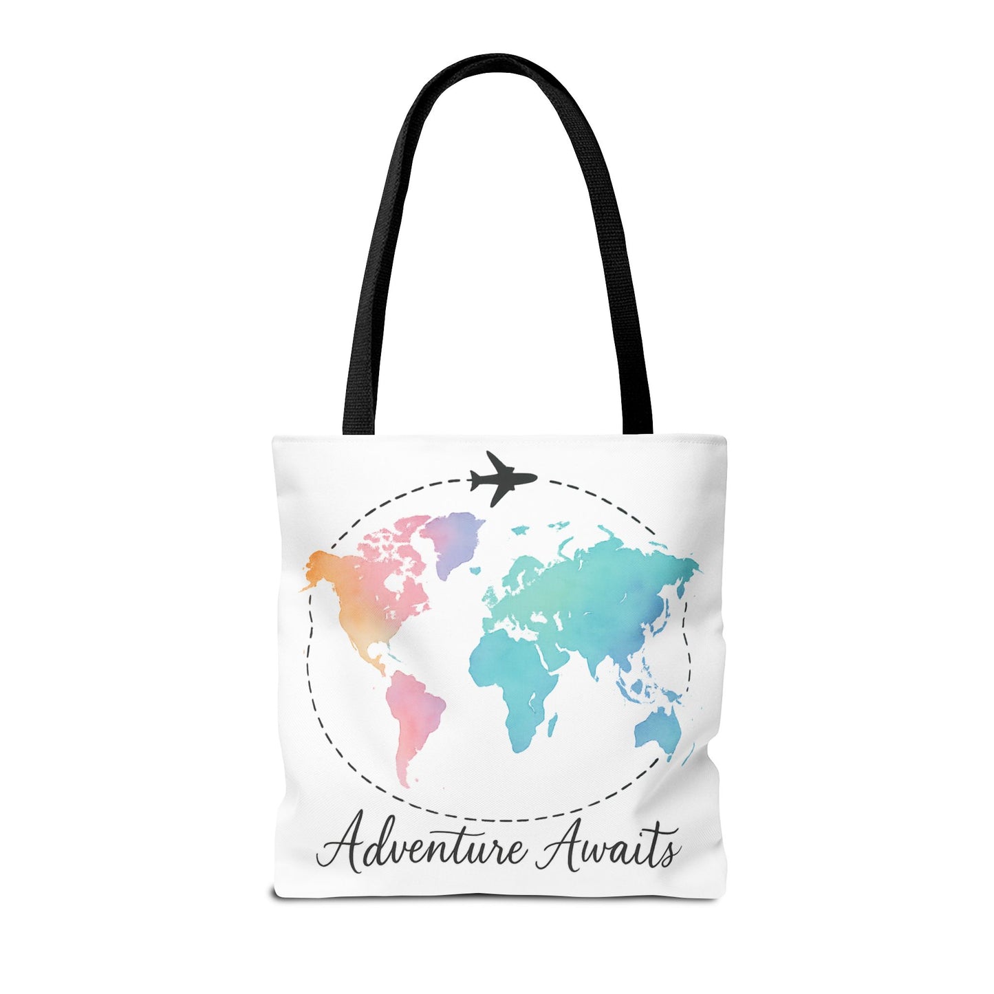 Adventure Awaits Watercolor World Map Tote Bag | Travel Canvas Tote | Wanderlust Gift, Beach, Camping, Airport Carryall, Eco-Friendly