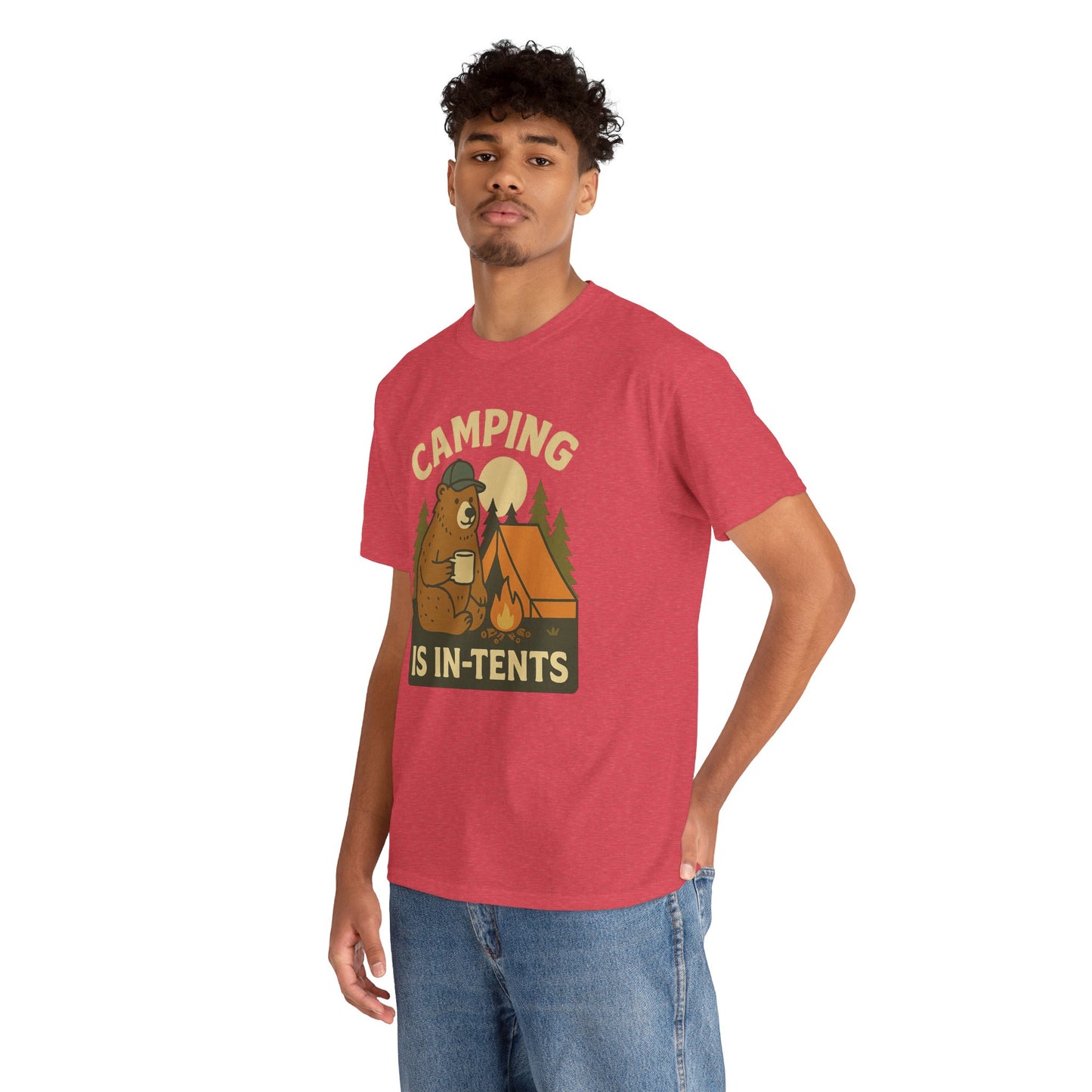 Camping Is In-Tents Funny Bear Camping Tee - Cute Outdoorsy Pun Shirt - Retro Campfire Graphic, Nature Lover Gift, Unisex Adventure Apparel