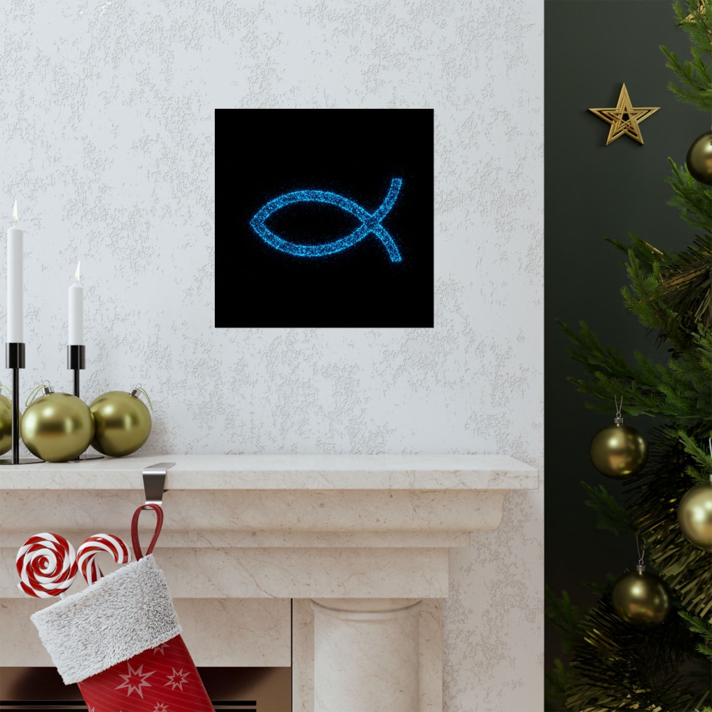 Sparkling Fish Symbol Matte Vertical Poster - Faith-Inspired Art for Home Decor