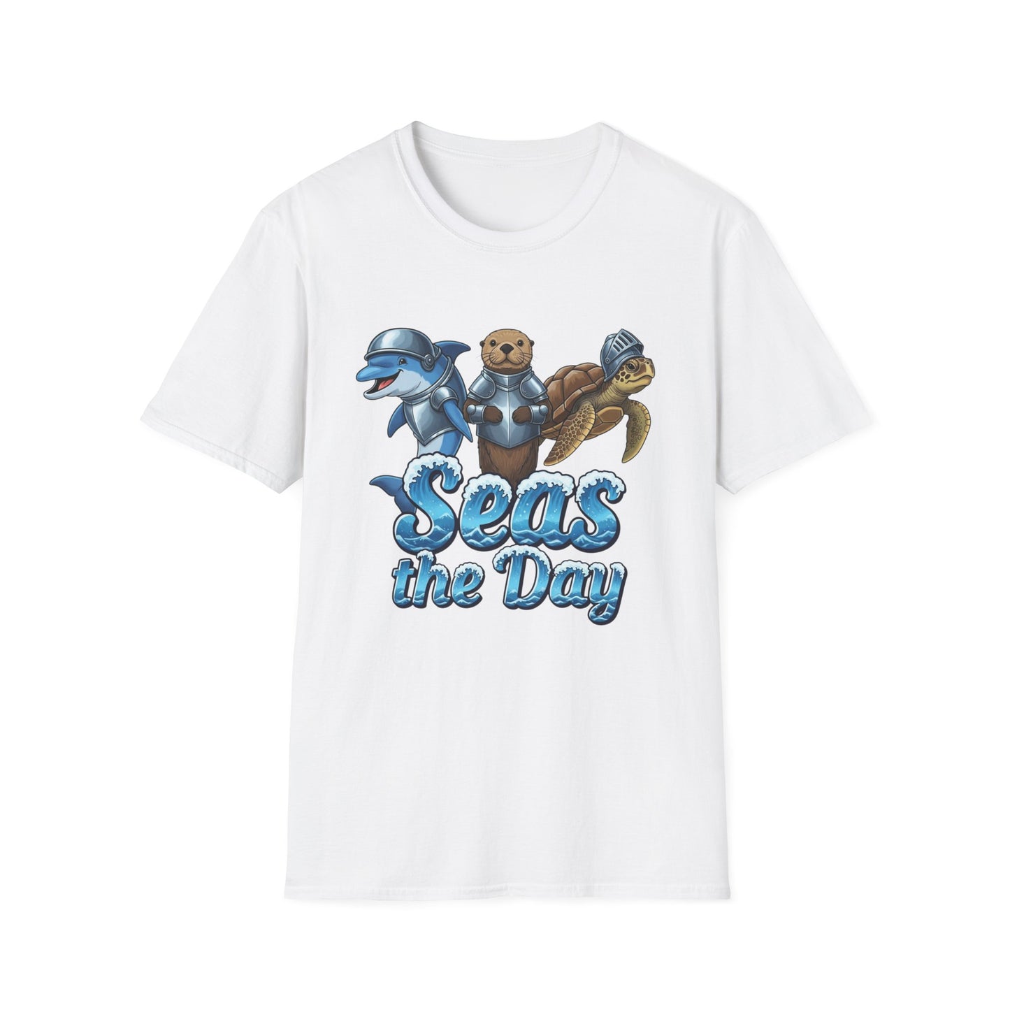 Seas the Day Shirt | Ocean Knight Animals Dolphin Otter Turtle Graphic Tee | Funny Sea Life Adventure Tee | Gift for Beach Lovers