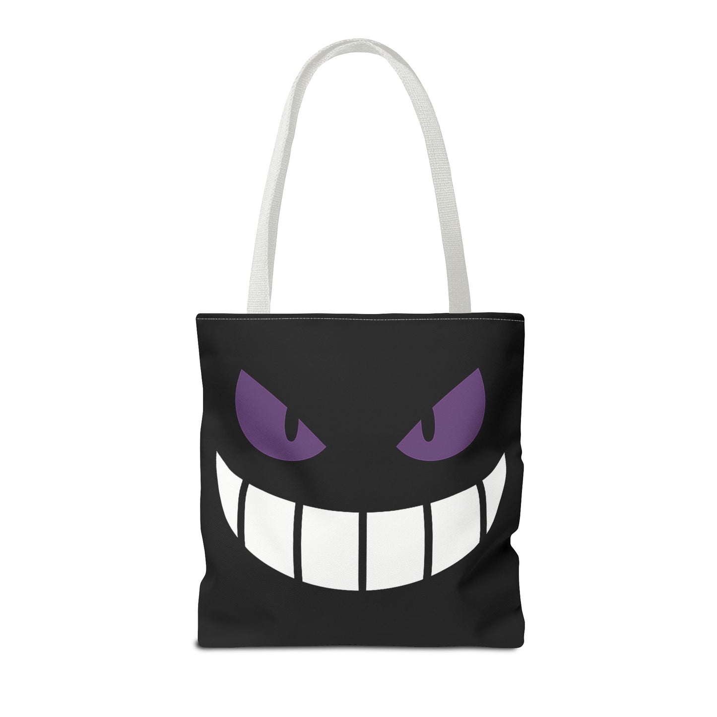 Evil Grin Tote Bag, Spooky Purple Eyes Reusable Shopping Bag, Creepy Cute Halloween Tote, Gothic Horror Canvas Bag, Gamer Room Accessory