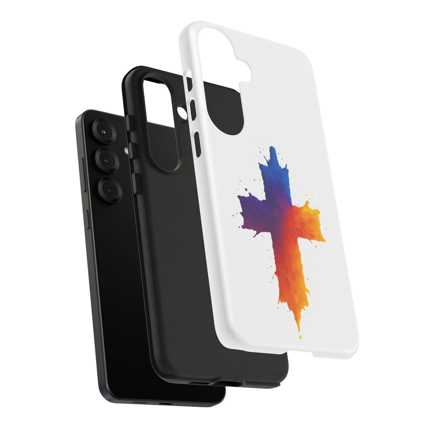 Christian Cross Phone Case – Vibrant Watercolor Design, Faith-Based Gift, Bible Verse Inspired Cell Cover