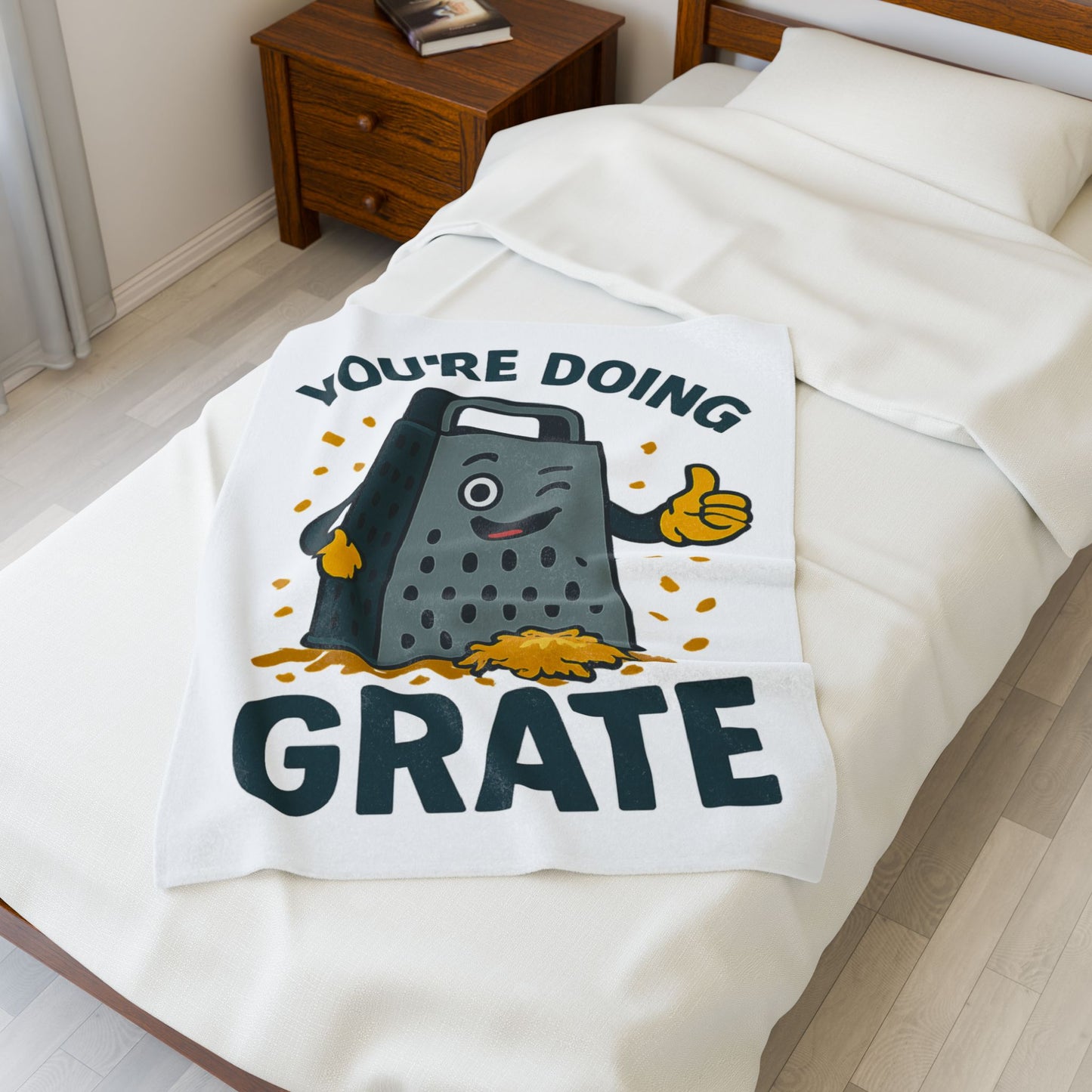 Funny "You're Doing Grate" Blanket – Cute Pun Fleece Throw for Cozy Comfort | Gift for Foodies, Friends & Cheese Lovers