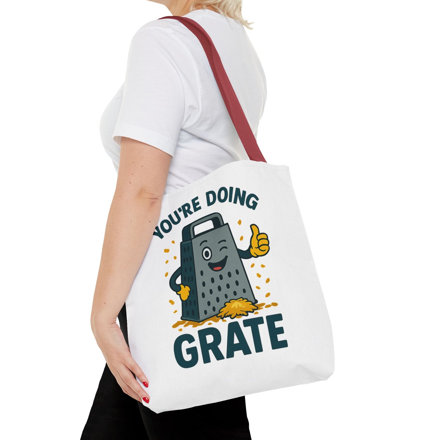 Funny Cheese Pun Tote Bag – “You’re Doing Grate” Grocery Bag | Cute Gift for Coworkers, Teachers, Food Lovers & Everyday Motivation