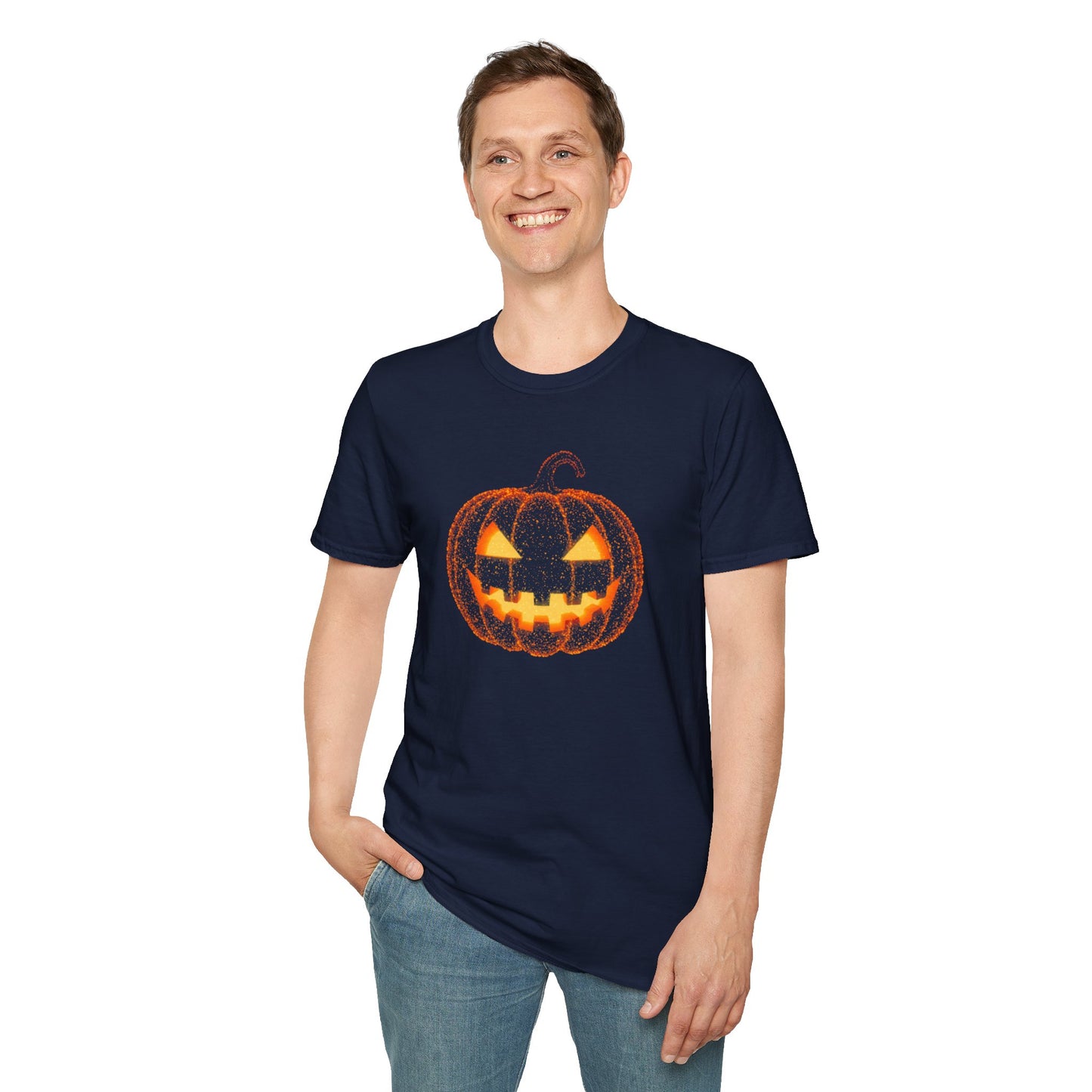 Bioluminescent Jack-O'-Lantern Halloween Shirt - Glowing Pumpkin Face Tee, Spooky Fall T-Shirt, Halloween Party Shirt, Unisex Fit