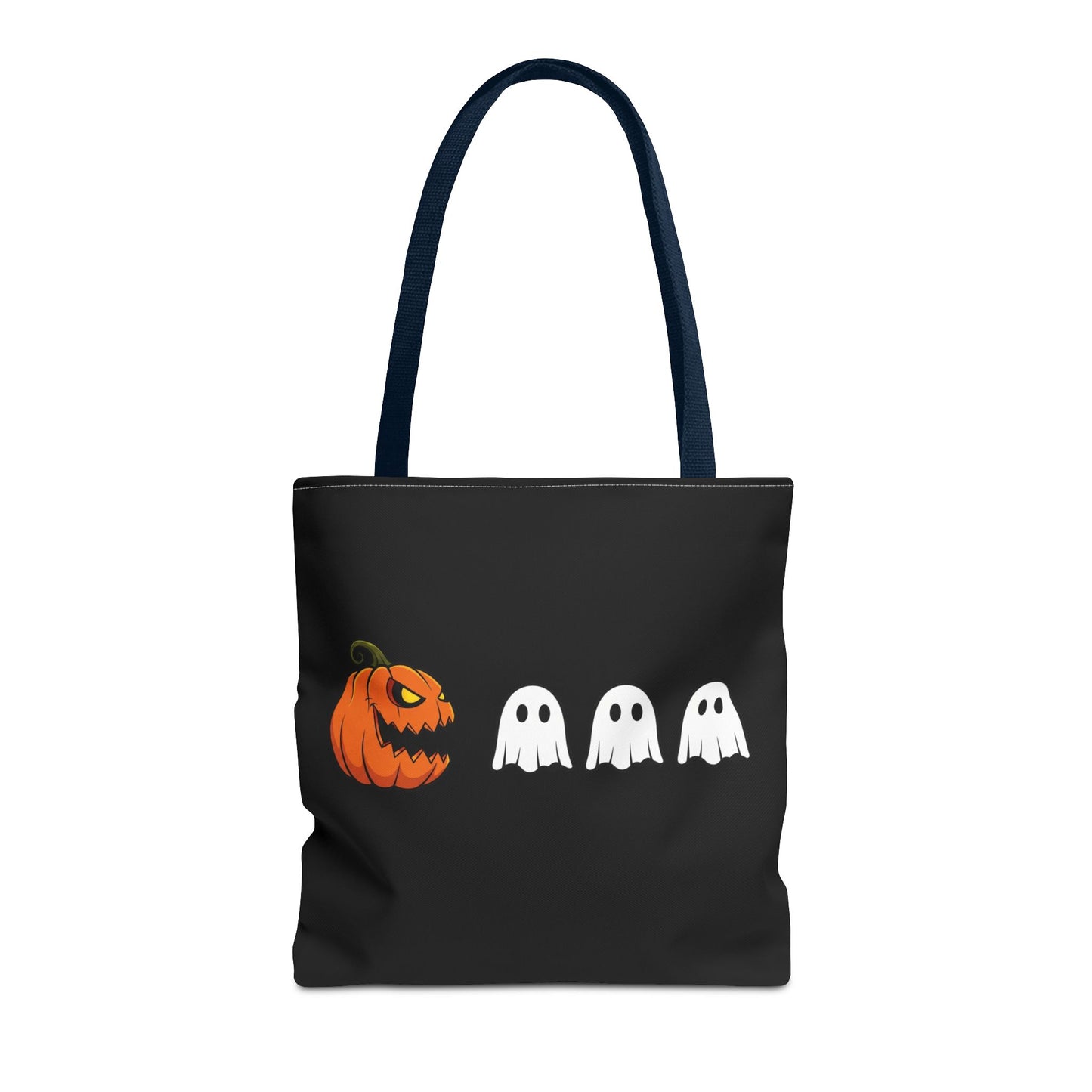 Halloween pumpkin ghost tote bag, spooky trick or treat canvas bag, ghost pumpkin design reusable tote, spooky season gift tote