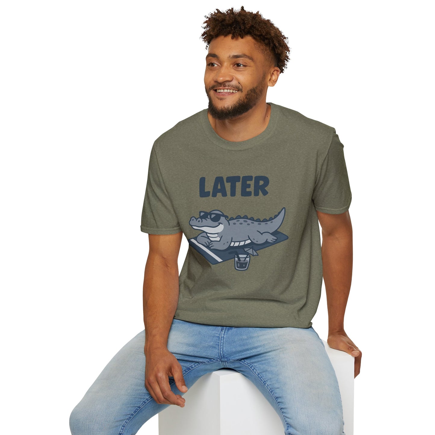 Later Gator Lounge Graphic Tee - Funny Alligator T-Shirt, Summer Vacation Humor, Cute Animal Tee, Relax Gift for Him and Her
