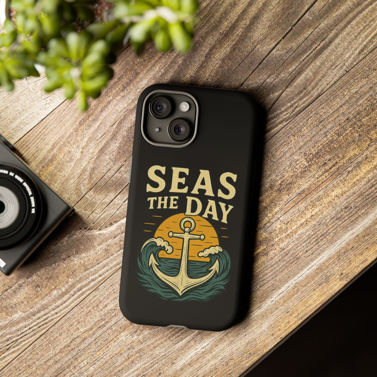 Seas the Day iPhone Case – Nautical Anchor Phone Cover – Ocean Pun Gift – Beach Lover iPhone Accessory – Summer Adventure Phone Case