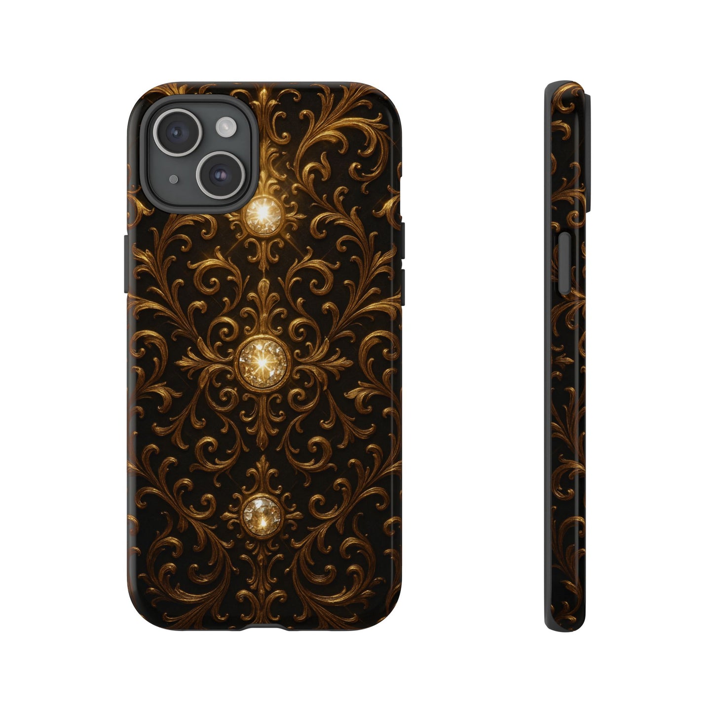 Baroque iPhone Case β Elegant Gold Floral Scroll Design for iPhone 16, 15, 14, 13, Pro Max & More