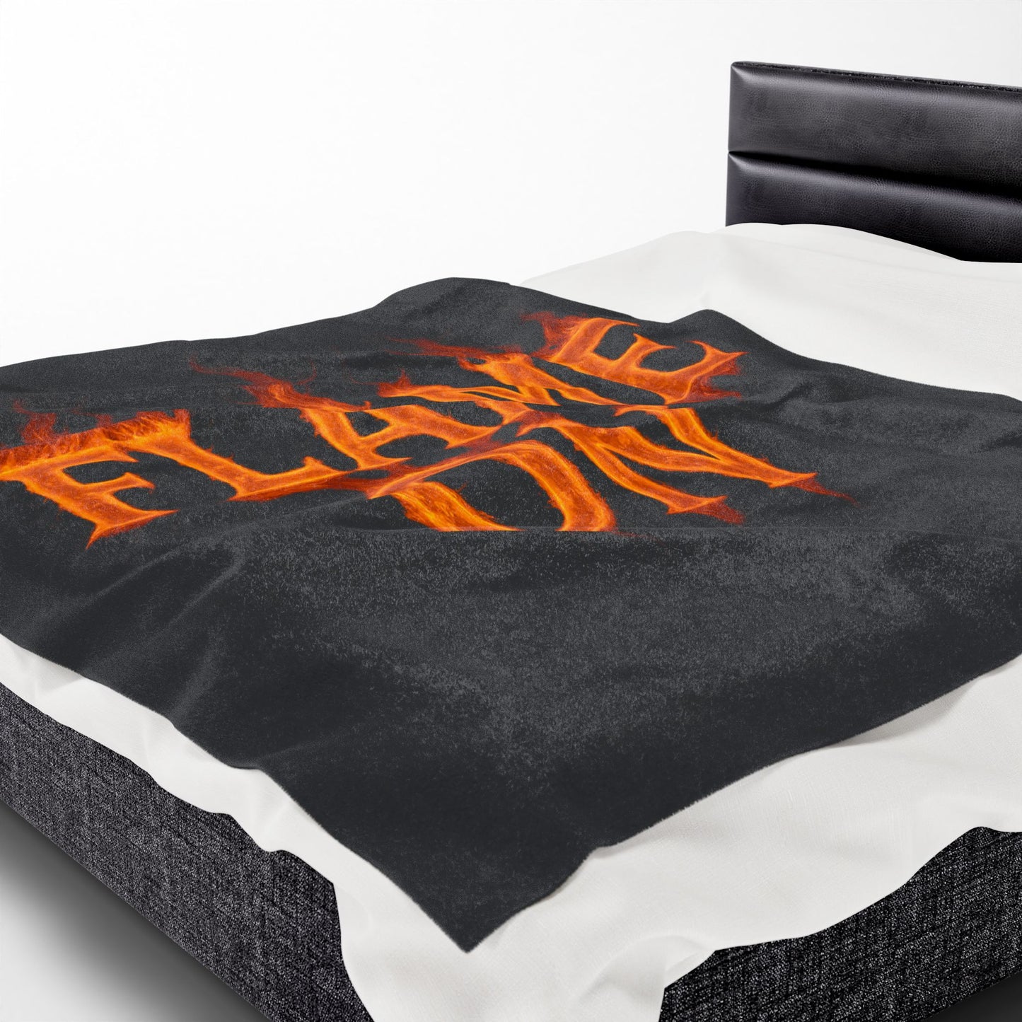 Flame On Fire Typography Blanket - Bold Flame Text Fleece Throw for Comic Fans, Cozy Fire Aesthetic Decor, Hero-Inspired Bedding Gift