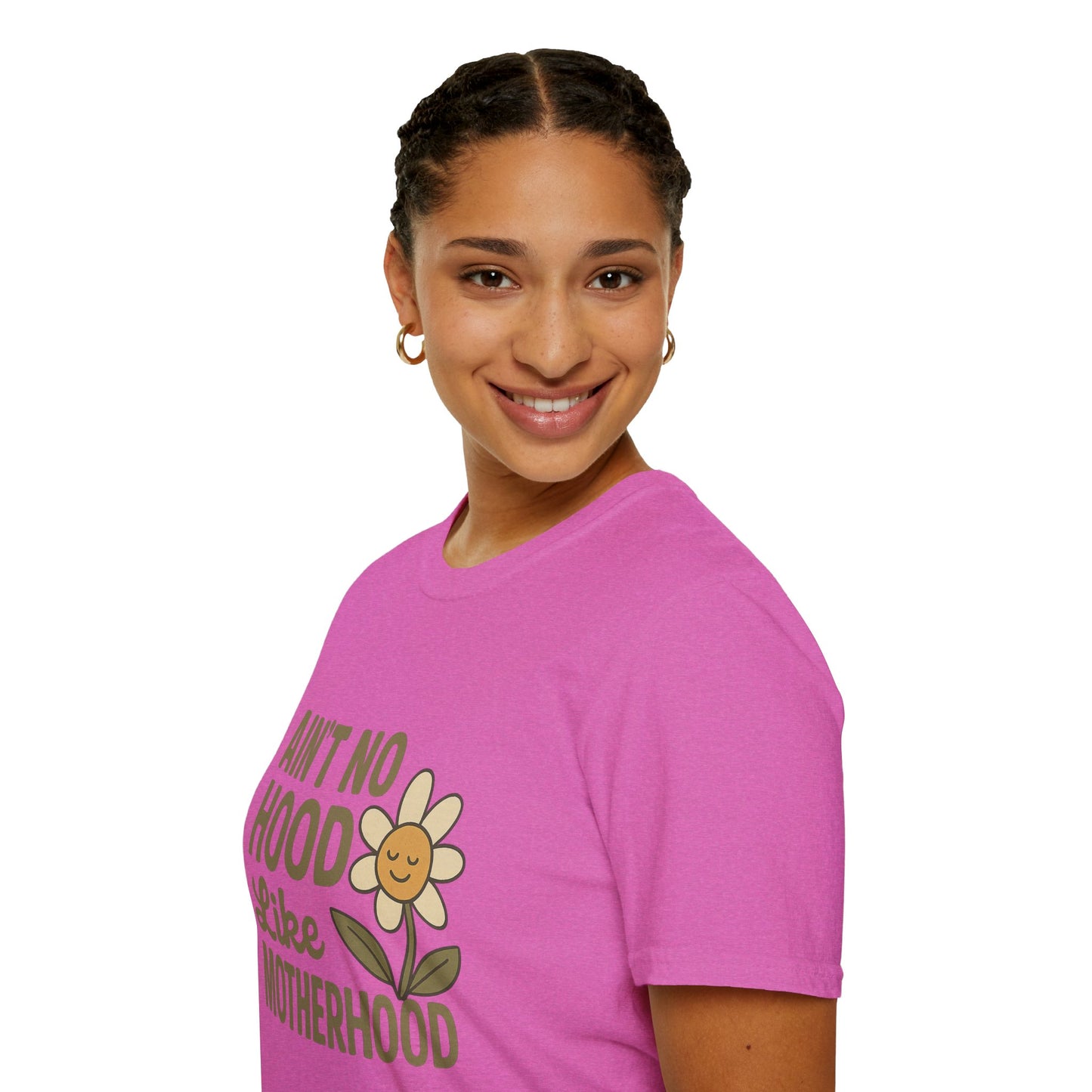 Ain't No Hood Like Motherhood T-Shirt - Unisex Softstyle Tee for Moms Mother's Day Gift