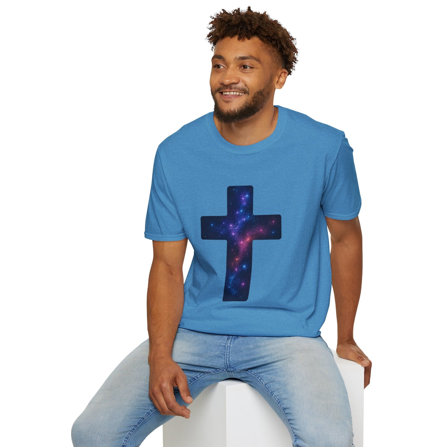 Galaxy Cross Graphic Tee | Celestial Christian Shirt, Spiritual Universe Cross T-Shirt, Faith & Astronomy Gift for Women & Men, Space Aesthetic