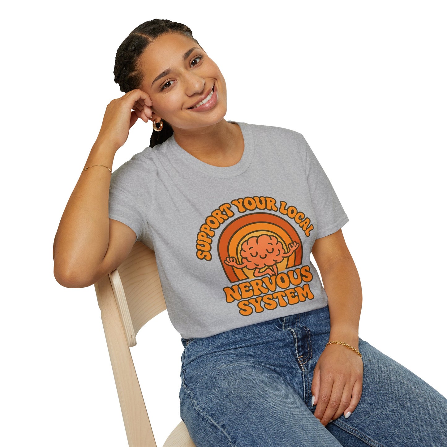 Support Your Local Nervous System T-Shirt | Funny Brain Tee, Neurodiversity Gift, Mental Health Humor Shirt, Science Geek Retro Tee