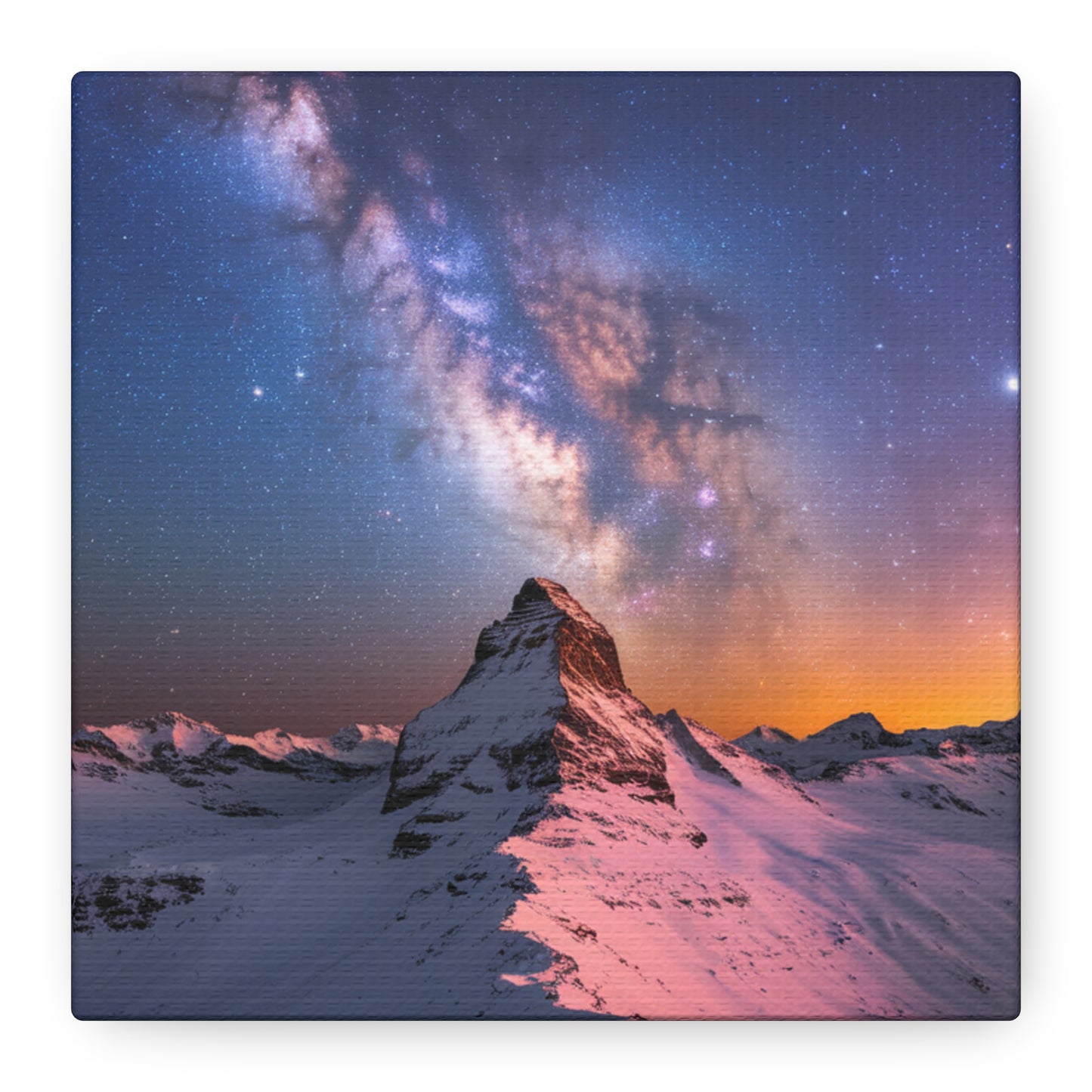 Canvas Art Mountain Top and Milky Way Galaxy View Space Canvas Starry Art with a View
