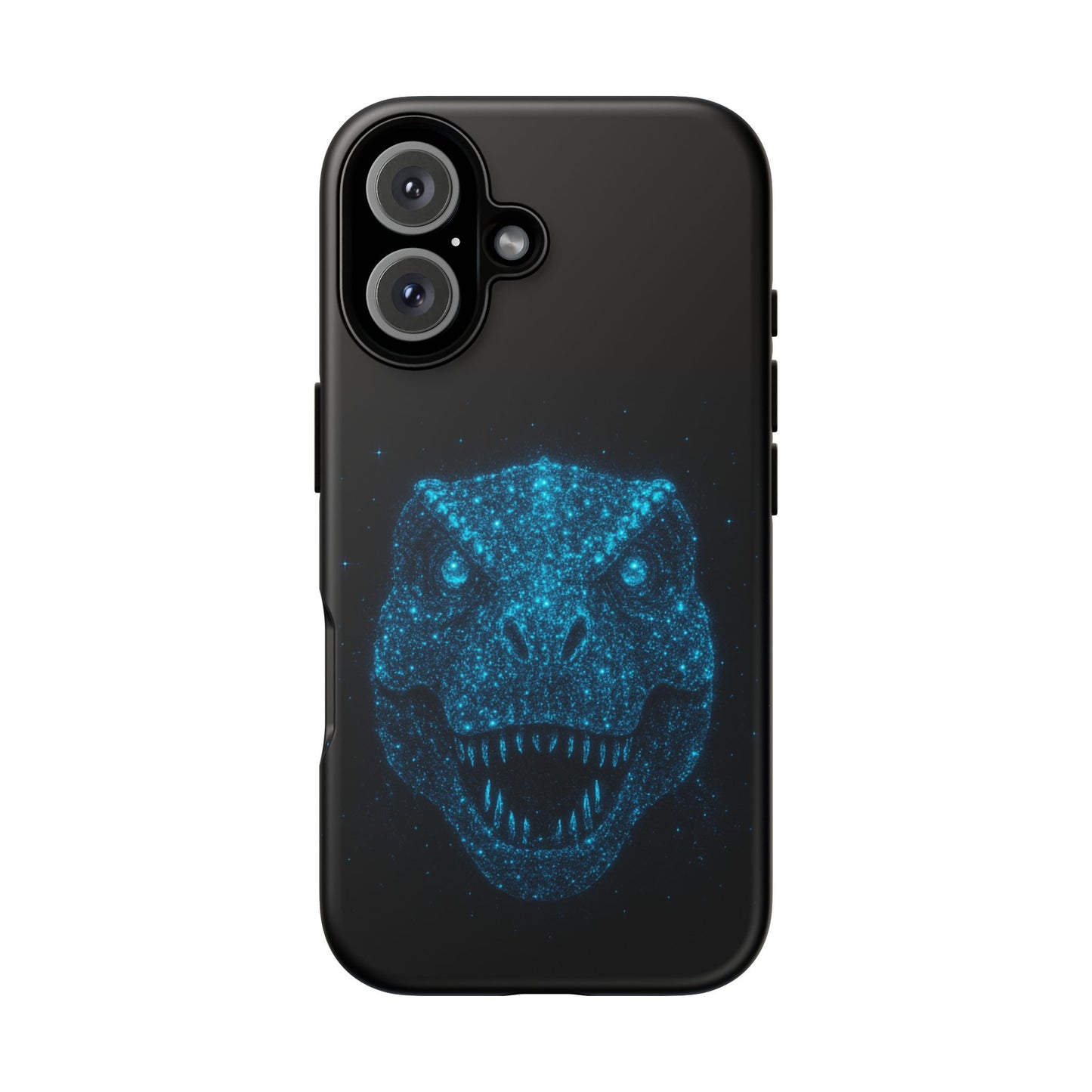 Bioluminescent Particle T-Rex iPhone Case - Galaxy-Style Cosmic Dino on Tough Dual-Layer Cover, Gift for Dino & Space Fans