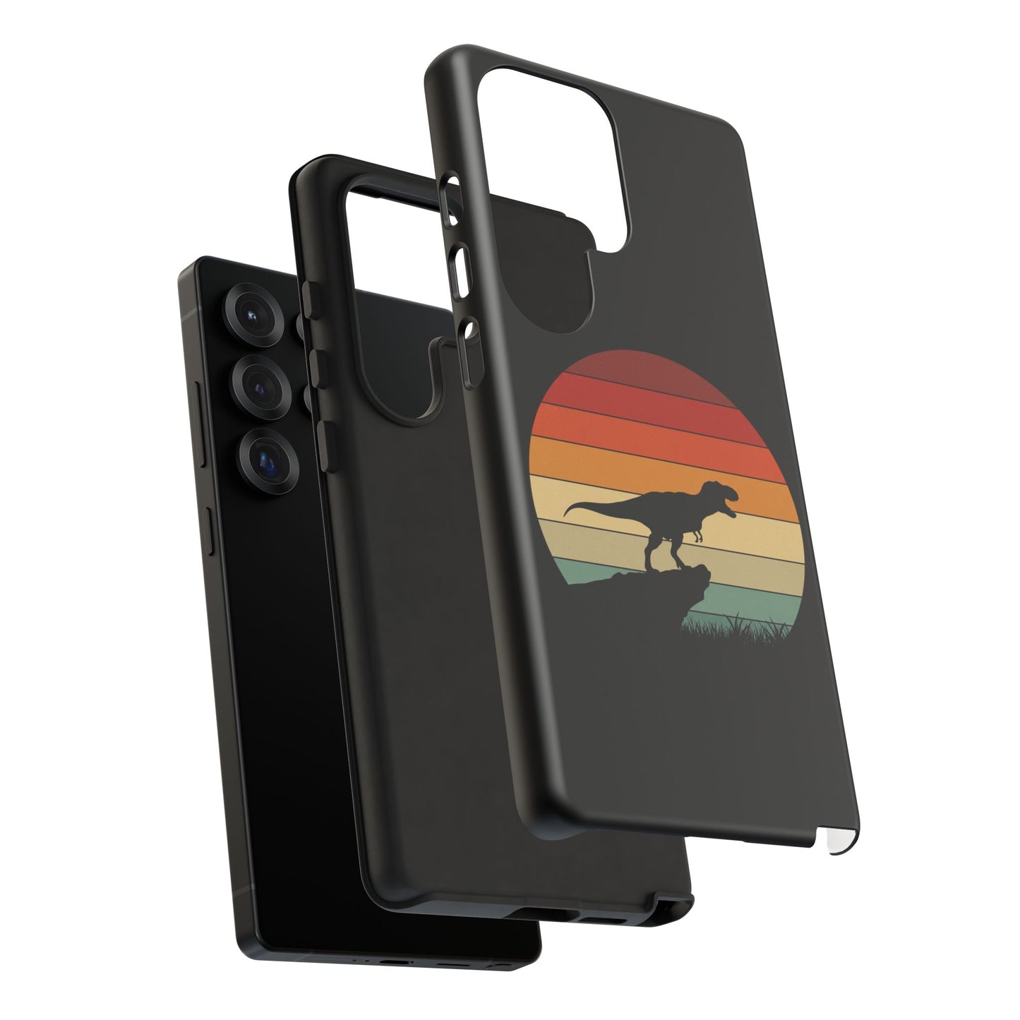 Retro Sunset Dinosaur Samsung Case | T-Rex Silhouette Vintage Gradient Cover for Galaxy S25/S24/S23 Series Dinosaur Phone Case