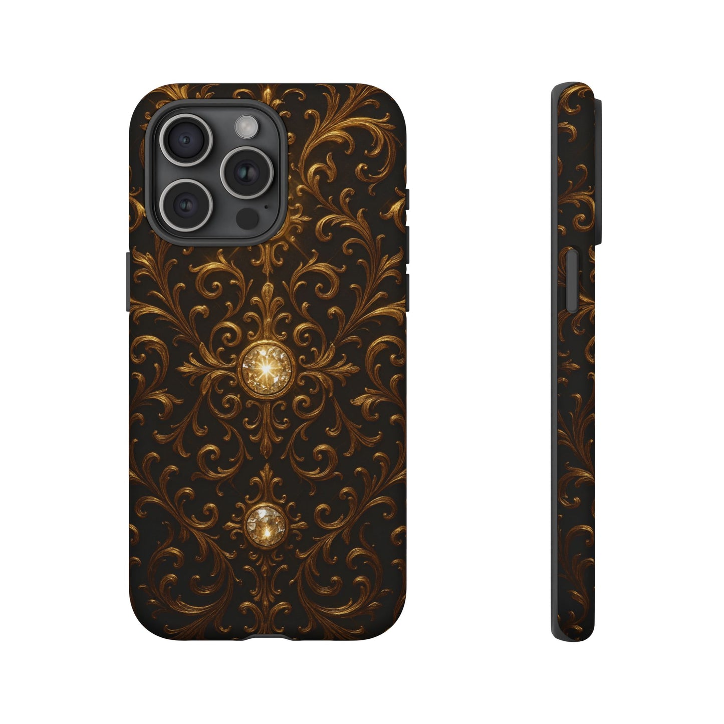 Baroque iPhone Case β Elegant Gold Floral Scroll Design for iPhone 16, 15, 14, 13, Pro Max & More