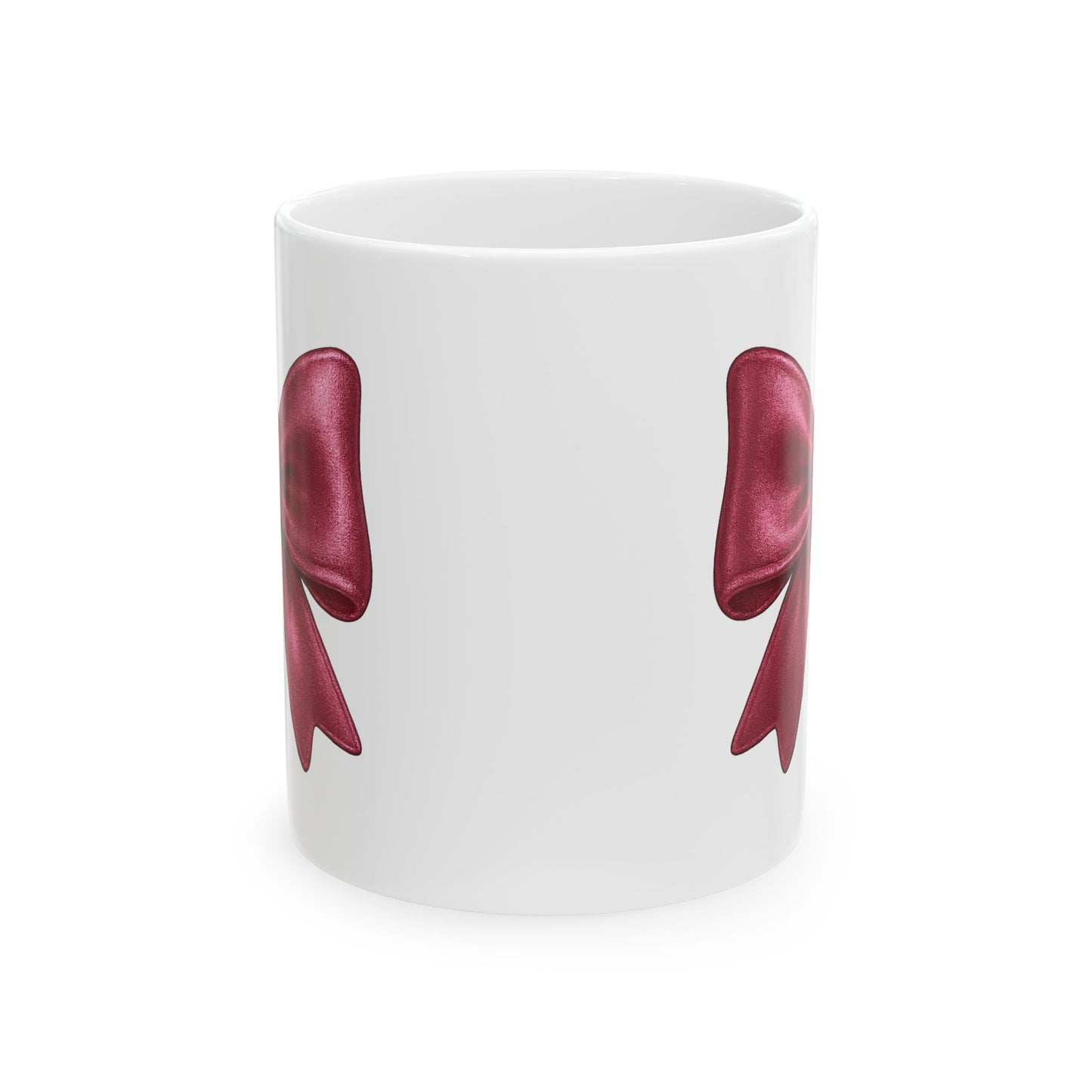 Pink Metallic Bow Mug - Cute Girly Coffee Cup | Glossy Ribbon Design | Gift for Her | Aesthetic Desk Mug | Feminine Ceramic Tea Mug