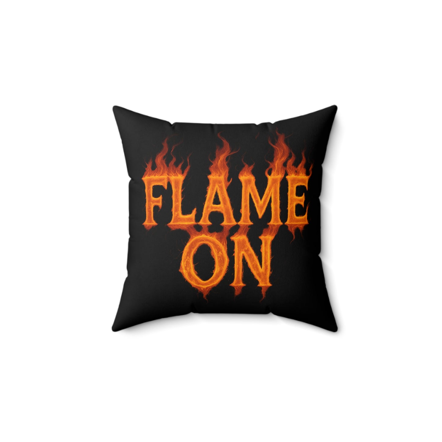 Flame On Throw Pillow - Fire Typography Pillow for Comic Fans, Hotheaded Humor, Dorm Decor, Superhero-Inspired Gift Cushion