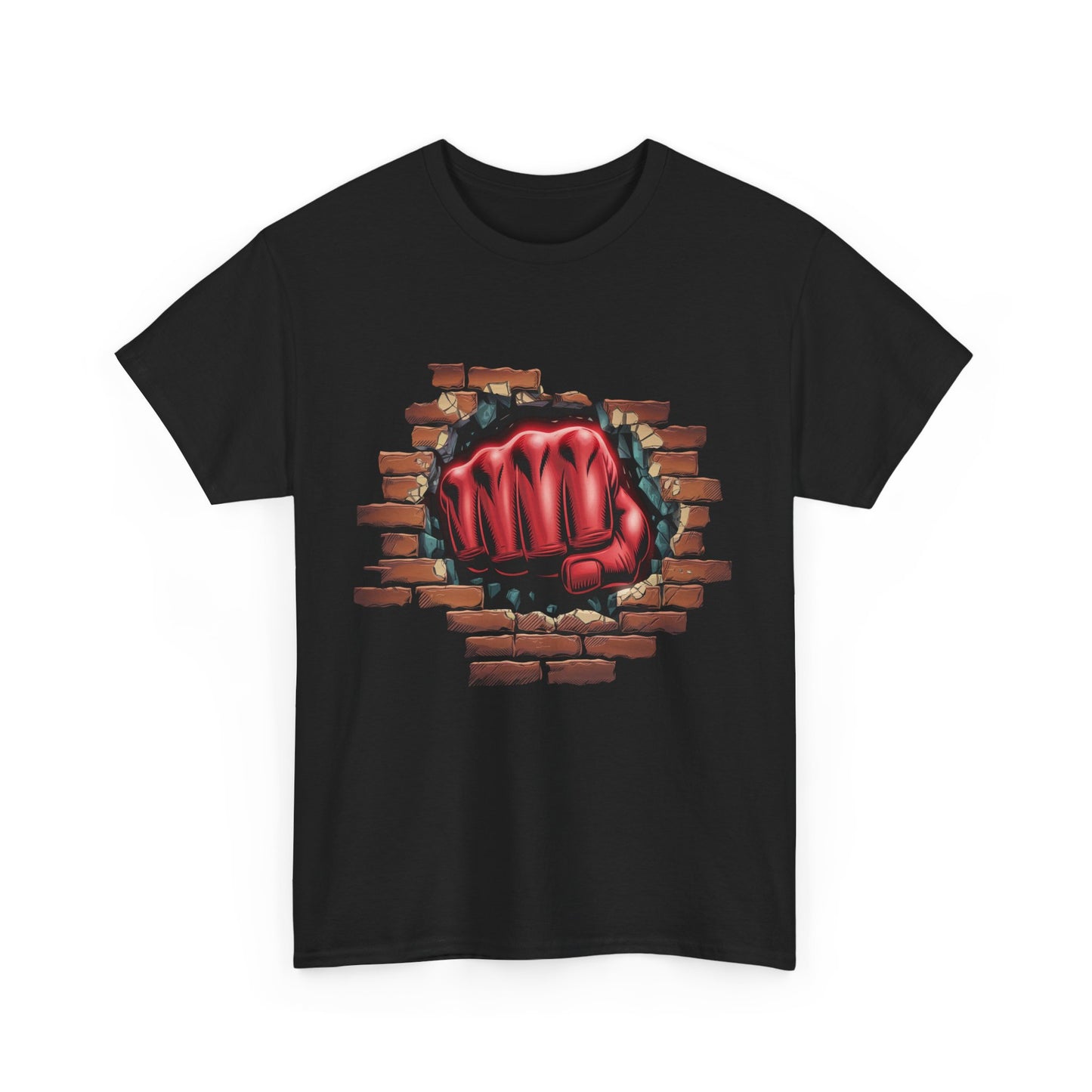 Impact Fist Graphic T-Shirt – Punch Through Brick Wall Design | Bold Streetwear Tee for Fighters, Gym & Edge-Lovers