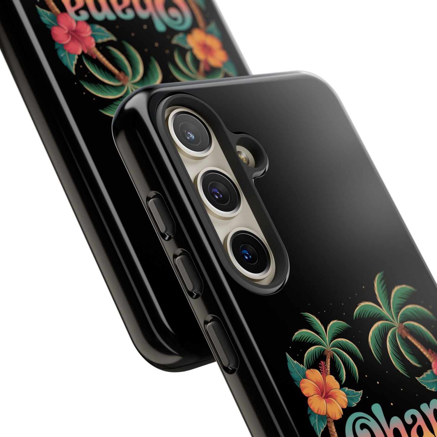 Tropical Ohana Samsung Case - Summer Beach Phone Cover - Hawaiian Palm & Hibiscus Design - Rugged & Glossy Protector for Galaxy