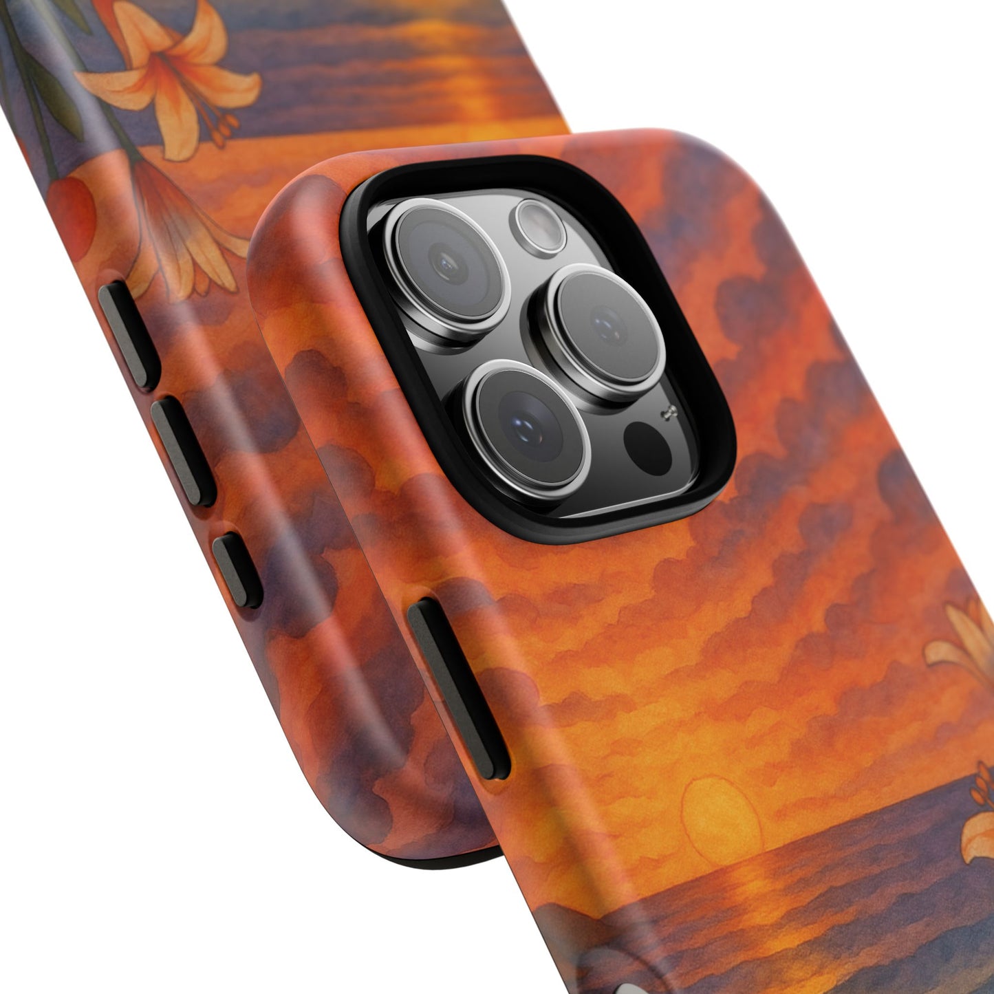 iPhone Case - Floral Ocean Sunset Watercolor Tough Case Nautical Phone Case Beach iPhone Case Ocean Sunset Theme