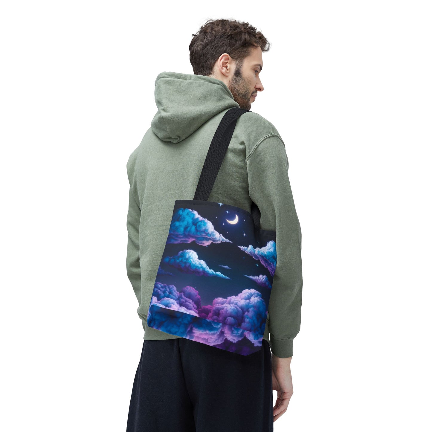 Dreamy Moon & Clouds Tote Bag • Celestial Night Sky Tote • Boho Moon Cloud Tote • Eco-Friendly Cosmic Art Tote • Gift for Stargazers
