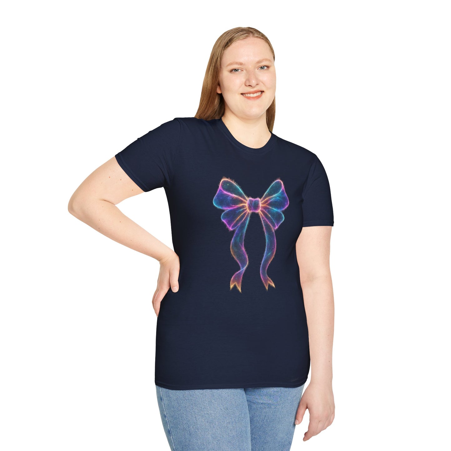 Neon Bow Coquette T-Shirt | Aesthetic Ribbon Graphic Tee | Y2K Coquette Style Shirt | Cute Trendy Gift for Women | Fashion Bow Tee