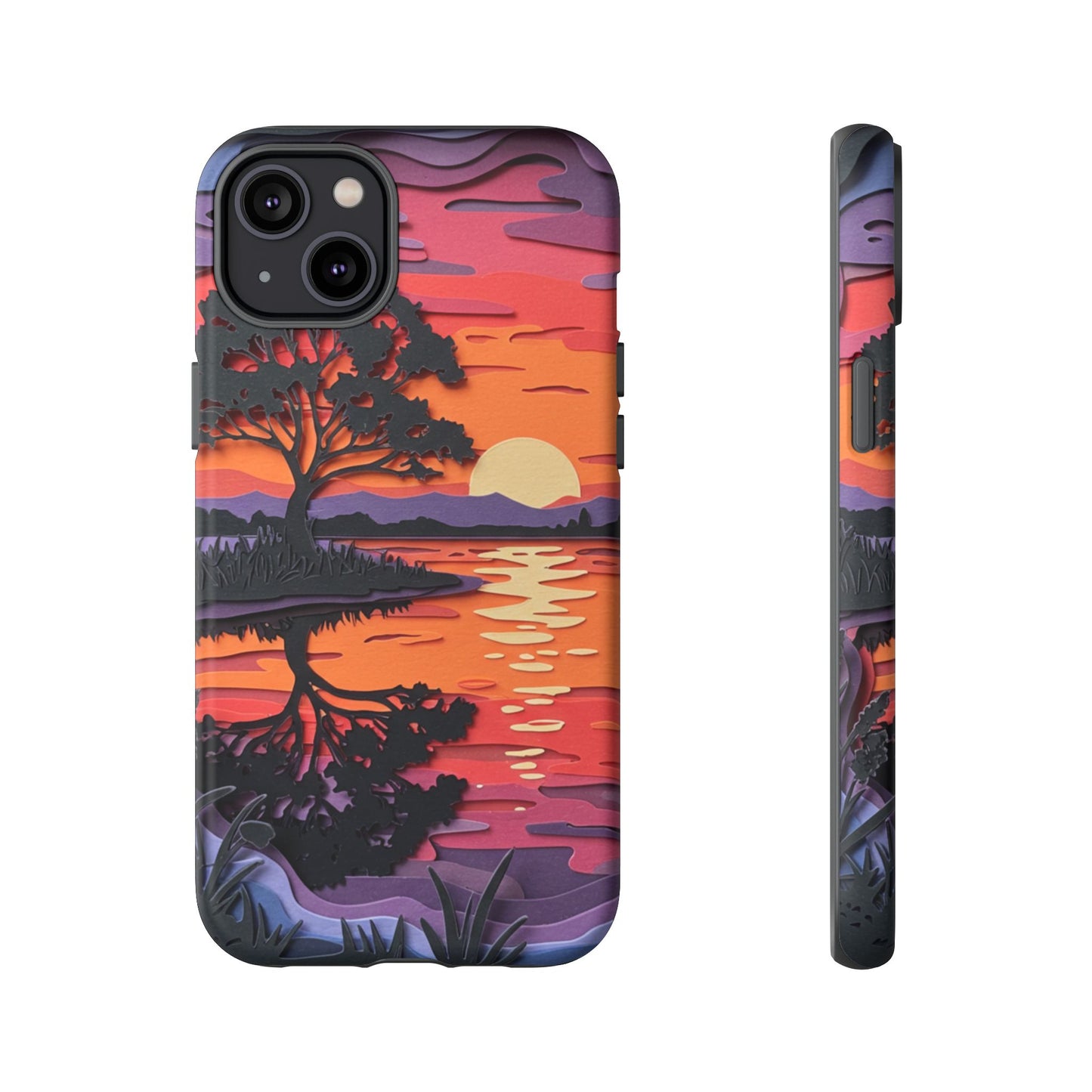 iPhone Case - Colorful Paper Art Sunset Design