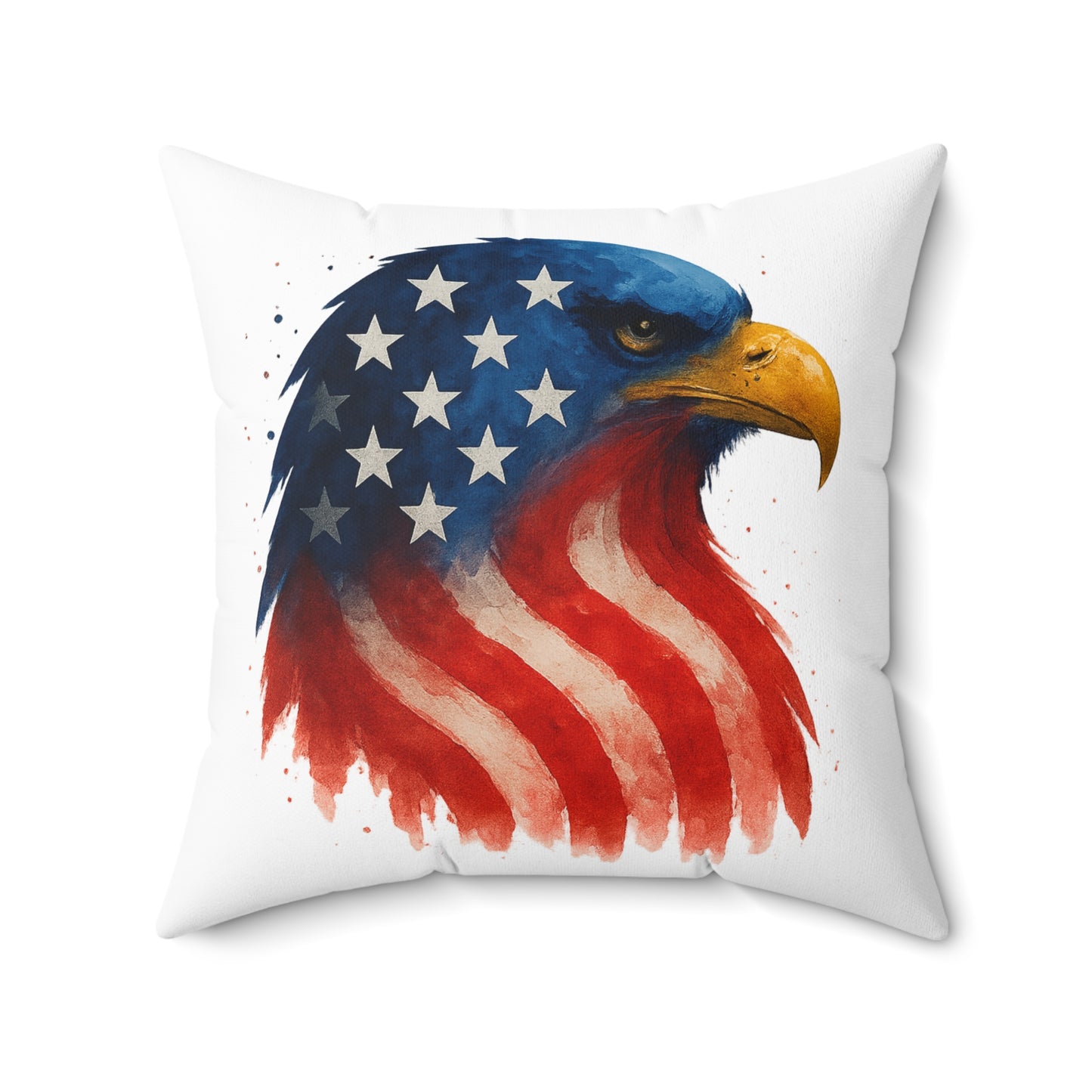 Patriotic Eagle Pillow - 100% Spun Polyester, Double-Sided, Cover and Insert, Hidden Zipper, Red White Blue, Fourth of July and Year-Round Decor