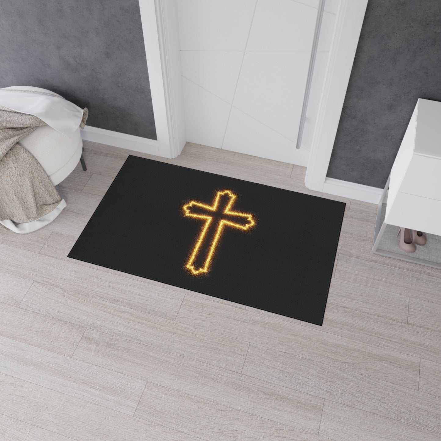 Floor Mat with Glowing Cross Design