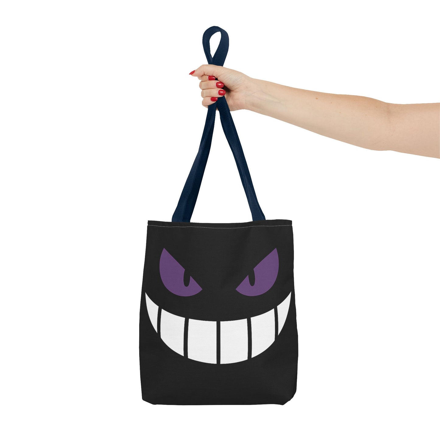 Evil Grin Tote Bag, Spooky Purple Eyes Reusable Shopping Bag, Creepy Cute Halloween Tote, Gothic Horror Canvas Bag, Gamer Room Accessory