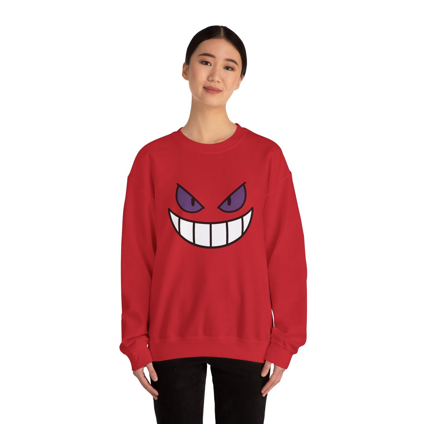 Sinister Grin Sweatshirt, Creepy Smile Crewneck, Dark Cartoon Face Sweatshirt, Halloween Gothic Sweatshirt, Spooky Grin Pullover