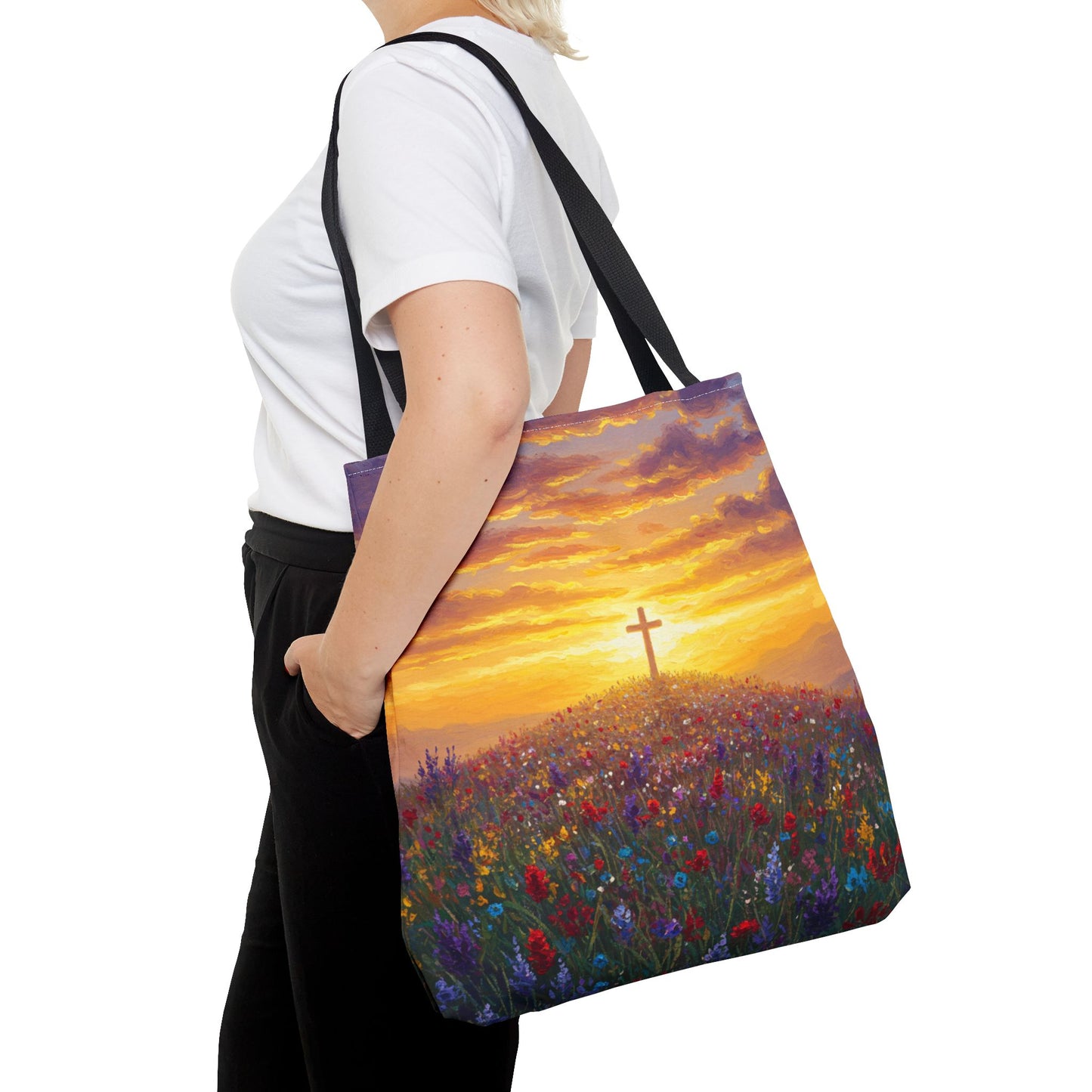 Cross Painted Tote Bag Christian Bag Inspirational Tote Spiritual Bag Religious Tote Bag