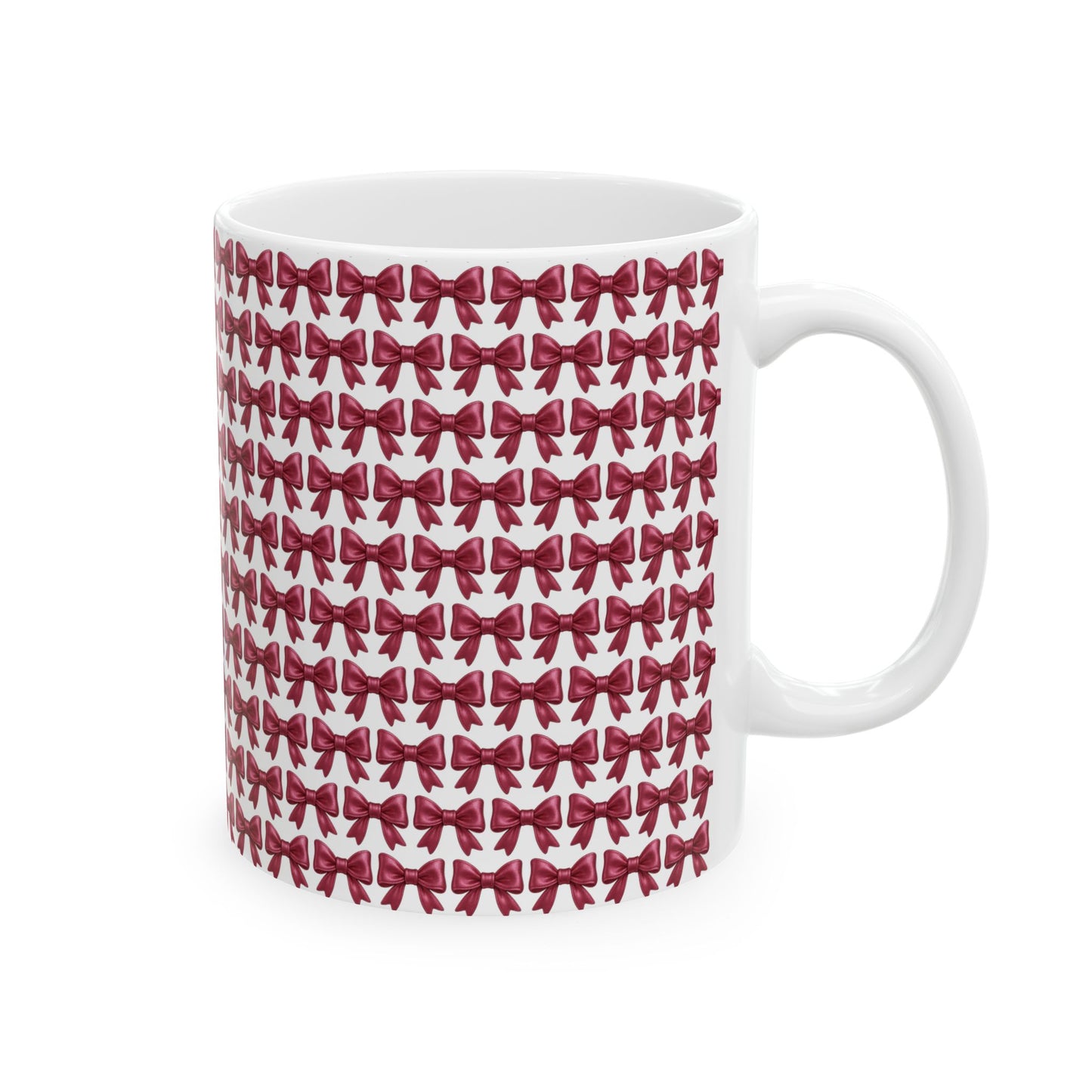 Coquette Bow Coffee Mug • Pink Ribbon Bow Pattern Cup • Girly Aesthetic Drinkware • Cute Coquette Kitchen Decor Gift • 11oz 15oz Mug