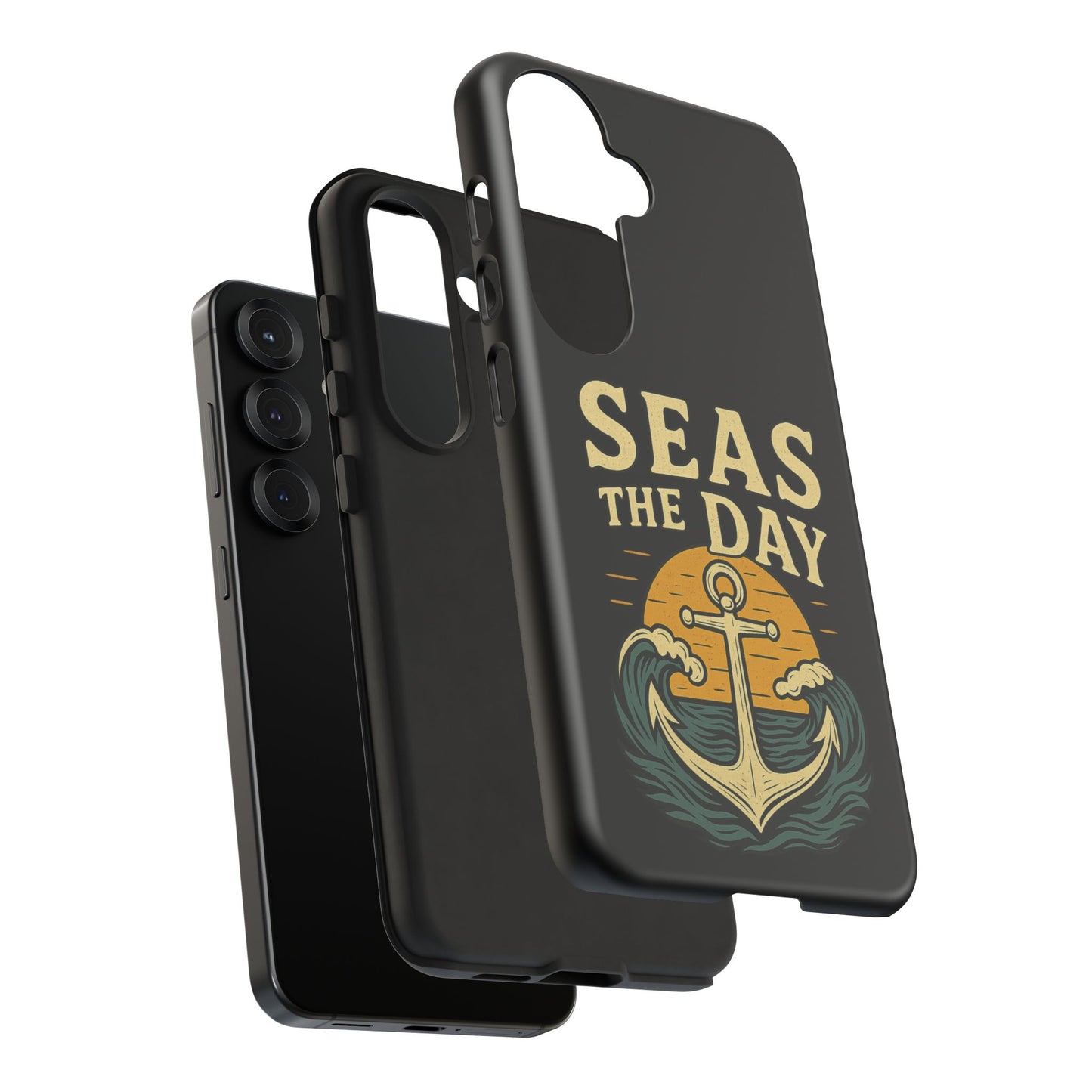 Seas the Day Samsung Case – Nautical Phone Case – Anchor Pun Gift – Ocean Lover Accessory – Motivational Phone Cover – Beach Vibes Case