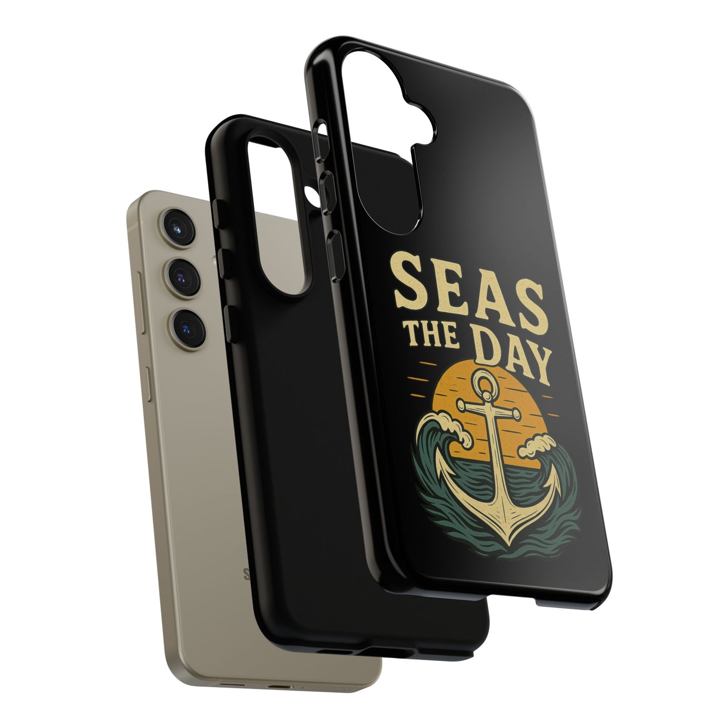 Seas the Day Samsung Case – Nautical Phone Case – Anchor Pun Gift – Ocean Lover Accessory – Motivational Phone Cover – Beach Vibes Case