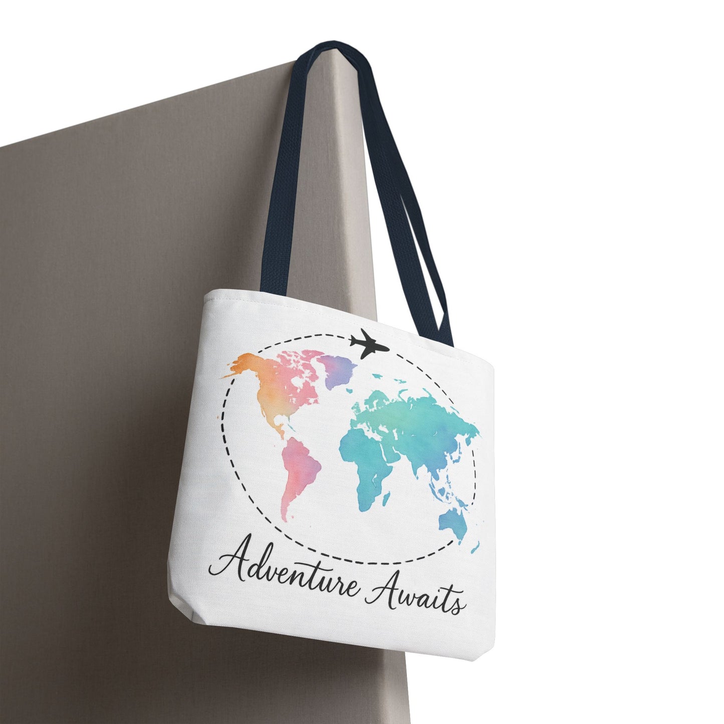 Adventure Awaits Watercolor World Map Tote Bag | Travel Canvas Tote | Wanderlust Gift, Beach, Camping, Airport Carryall, Eco-Friendly