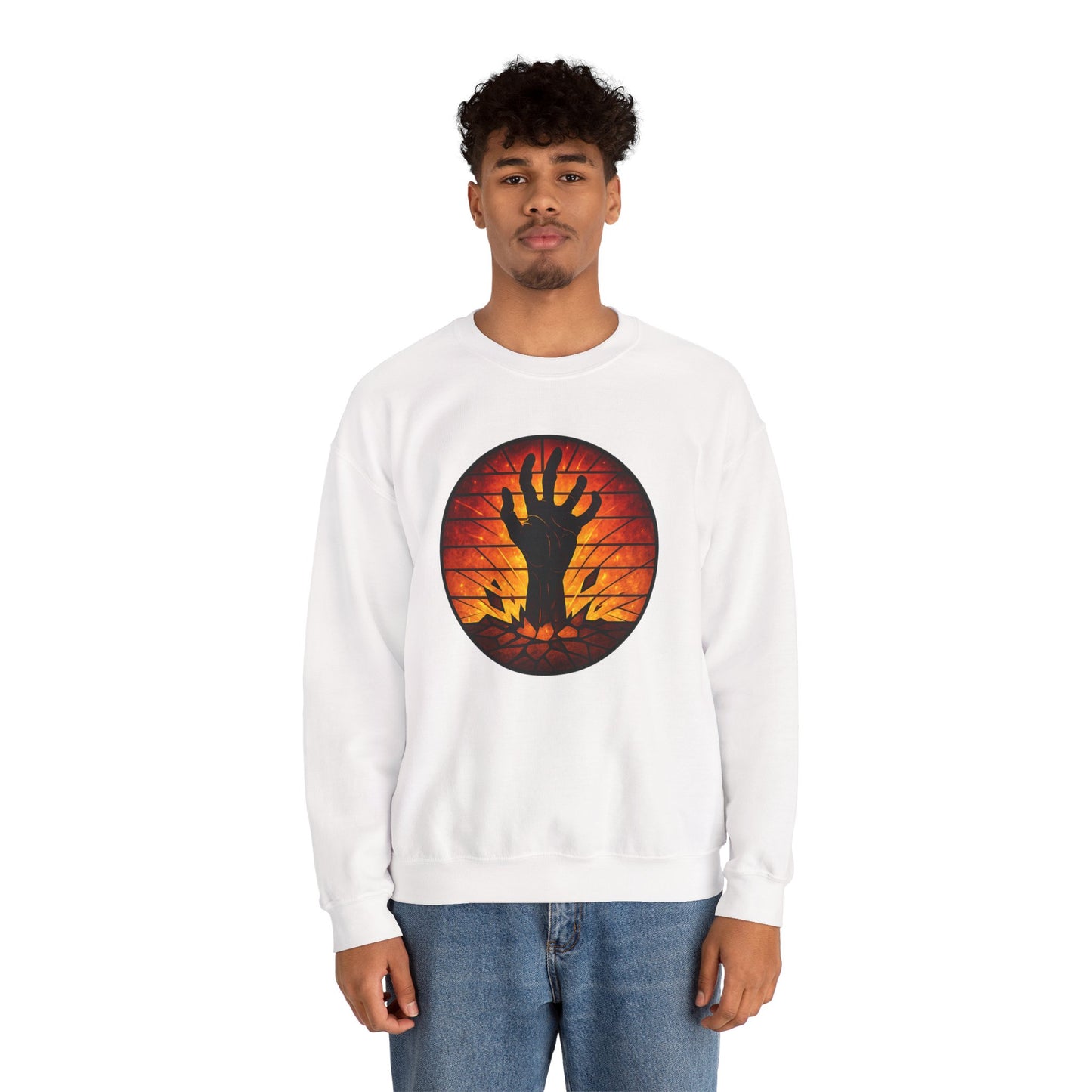 Zombie Hand Sweatshirt, Creepy Rising Hand Crewneck, Halloween Graveyard Sweatshirt, Spooky Hand Emerging, Gothic Horror Sweater