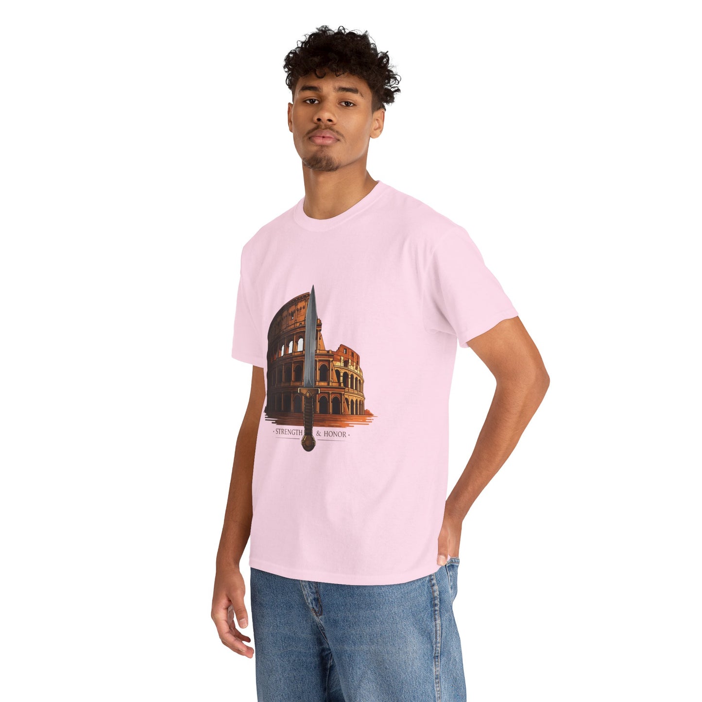 Strength & Honor Gladiator Shirt – Roman Colosseum Sword Graphic Tee – Ancient Rome History T-Shirt for Gladiator & Travel Fans