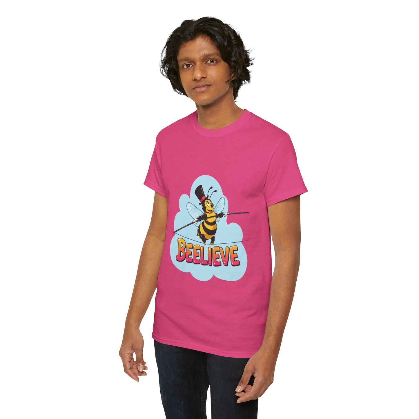 “Beelieve” Bee Pun T‑Shirt | Cute Bee Graphic Tee | Inspirational Pun Shirt | Funny Nature Lover Gift | Bee Belief Positive Vibes Tee