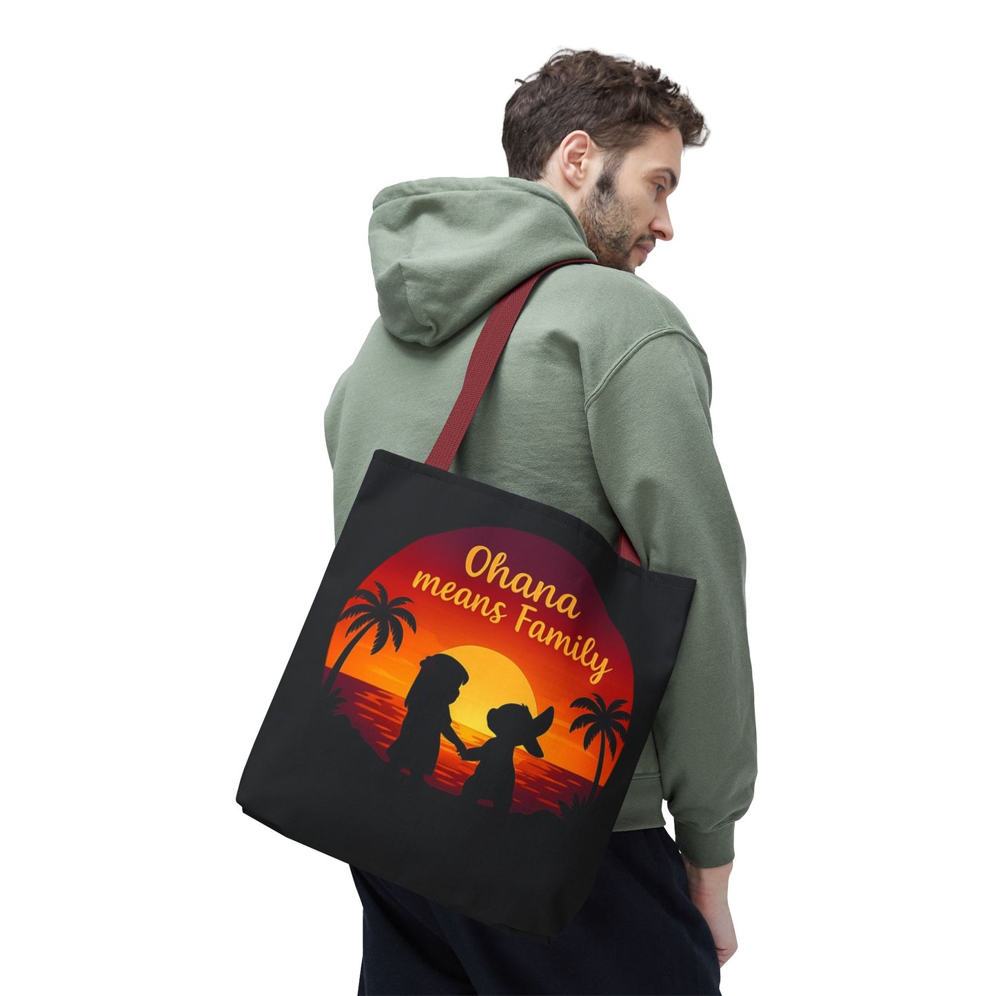 Ohana Means Family Tote Bag – Lilo and Stitch Inspired Bag, Hawaiian Quote, Disney Aesthetic Gift, Reusable Grocery or Beach Bag