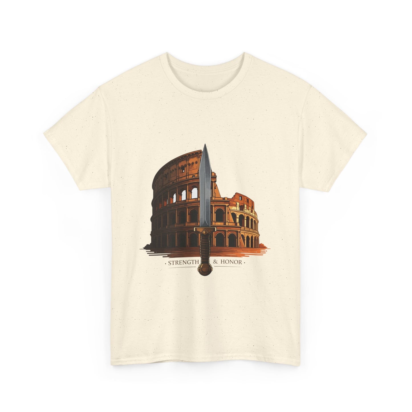 Strength & Honor Gladiator Shirt – Roman Colosseum Sword Graphic Tee – Ancient Rome History T-Shirt for Gladiator & Travel Fans