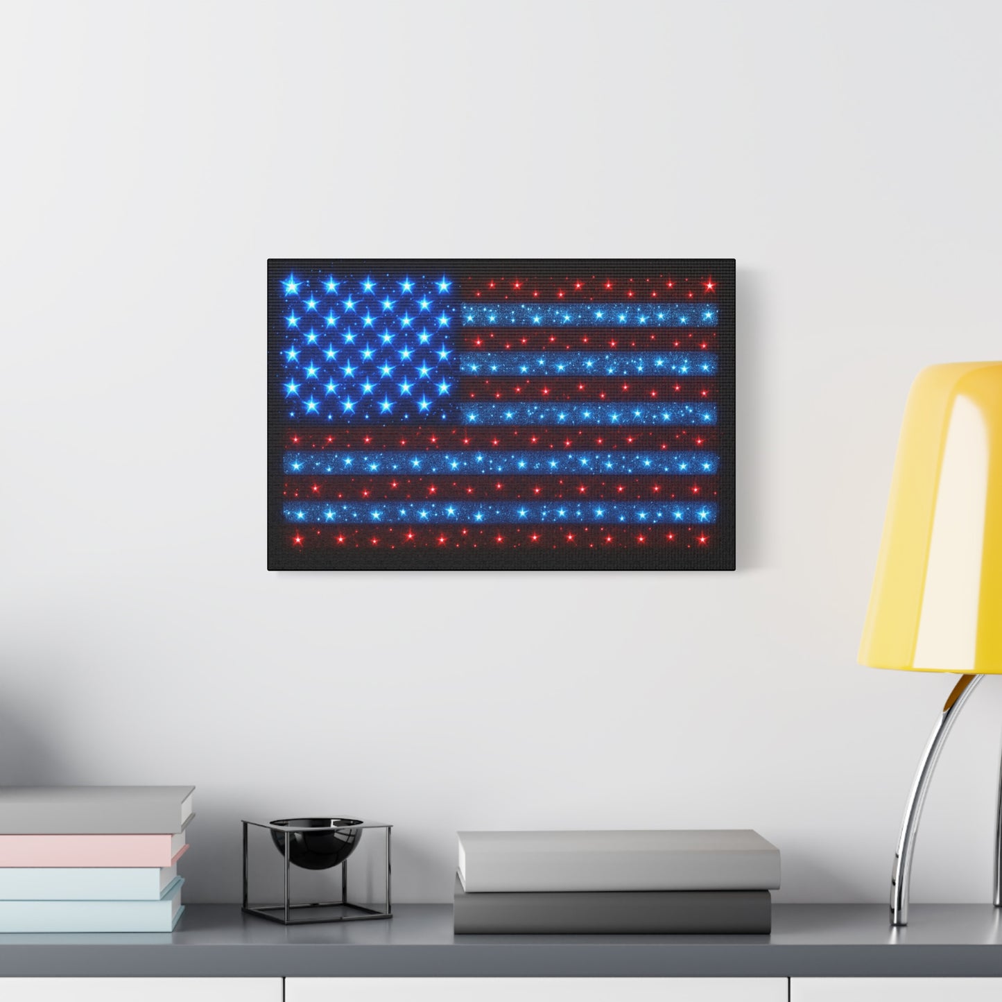 Bioluminescent-Style Starry American Flag Canvas - Patriotic Wall Art - Modern 4th of July Decor - Starry Particles USA Home Decor
