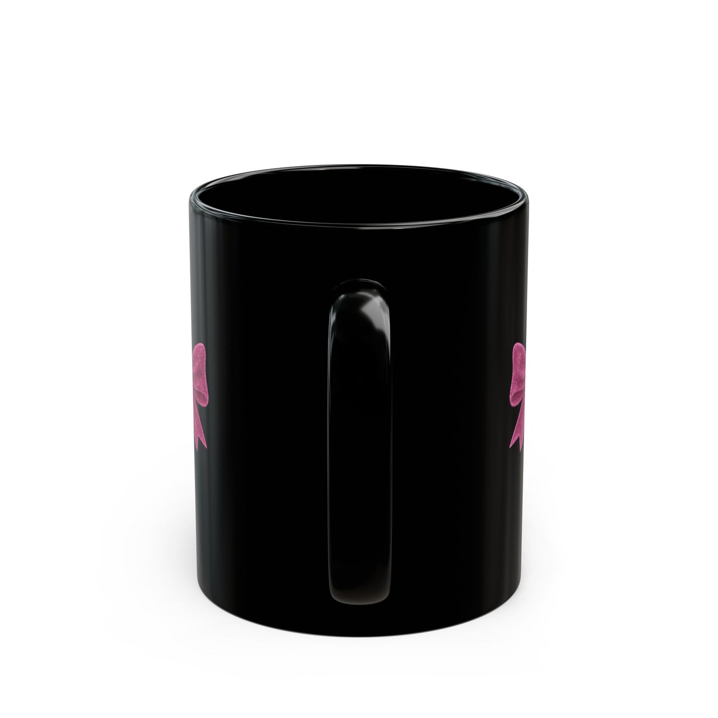 Black Mug with Pink Bow – Aesthetic Coffee Mug for Women | Cute Girly Gift, Desk Accessory, Kawaii Style Cup for Coworkers & Friends