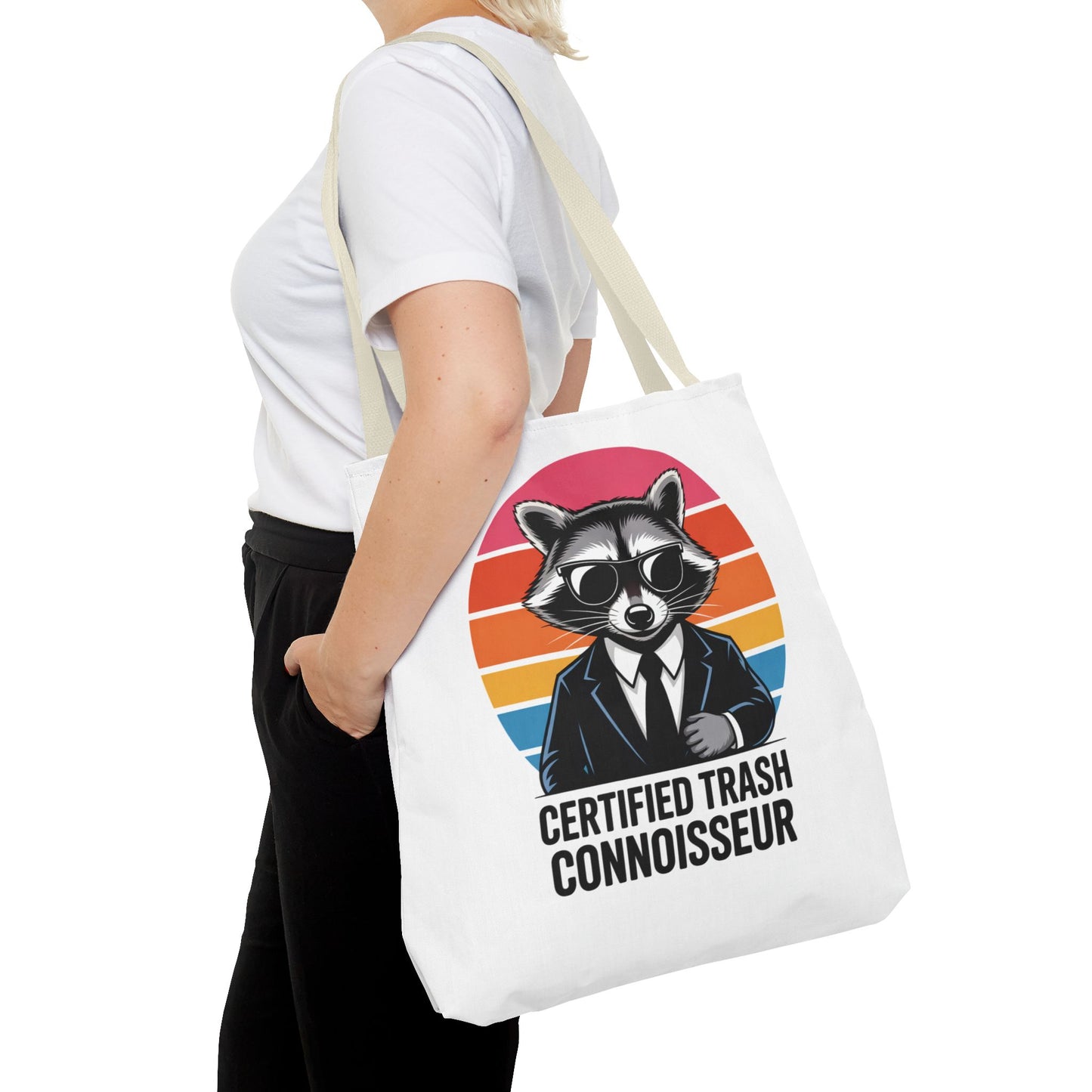 Certified Trash Connoisseur Raccoon Tote Bag Fun and Quirky Everyday Carry Trash Panda Bag