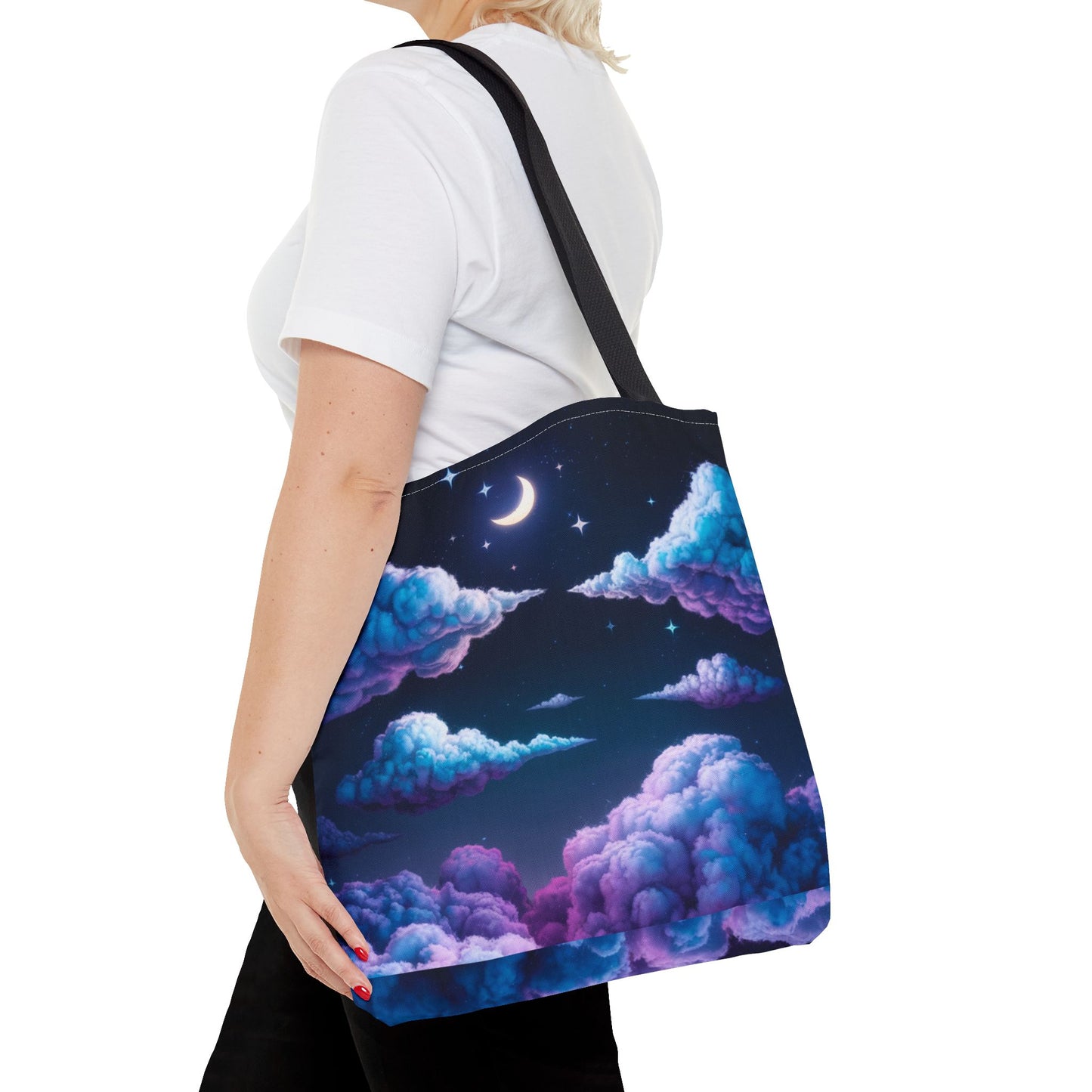 Dreamy Moon & Clouds Tote Bag • Celestial Night Sky Tote • Boho Moon Cloud Tote • Eco-Friendly Cosmic Art Tote • Gift for Stargazers