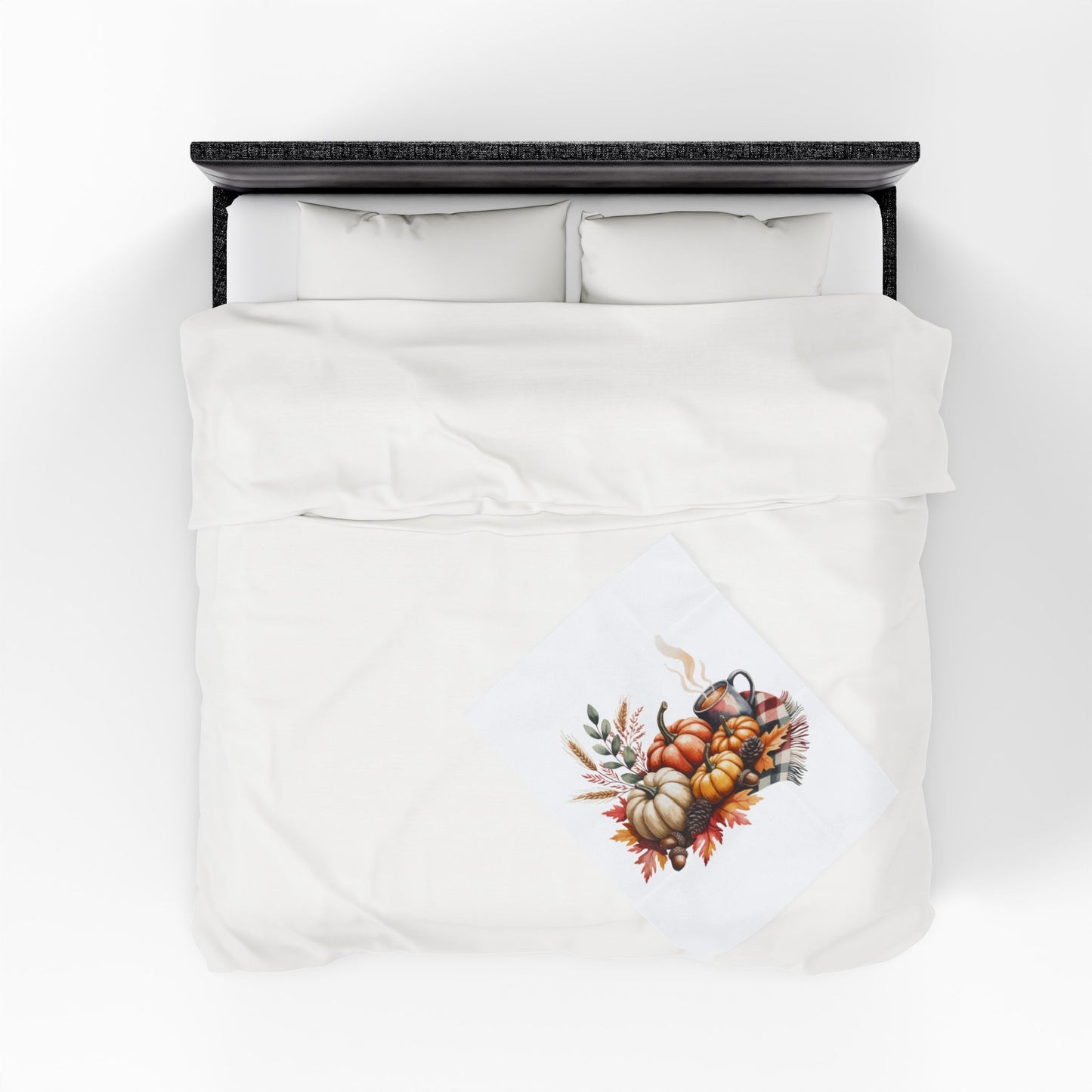 Pumpkin Plaid Fall Blanket, Cozy Autumn Throw Blanket With Pumpkins And Coffee Mug, Thanksgiving Decor, Soft Fleece Blanket Gift For Home