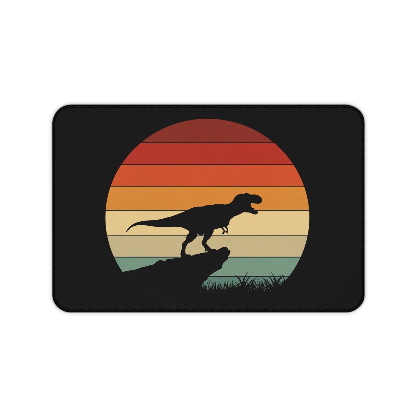 Retro T-Rex Sunset Desk Mat XL | Dinosaur Gaming and Office Mouse Pad - Non‑Slip Rug for Home, Kids, Paleontology Gift
