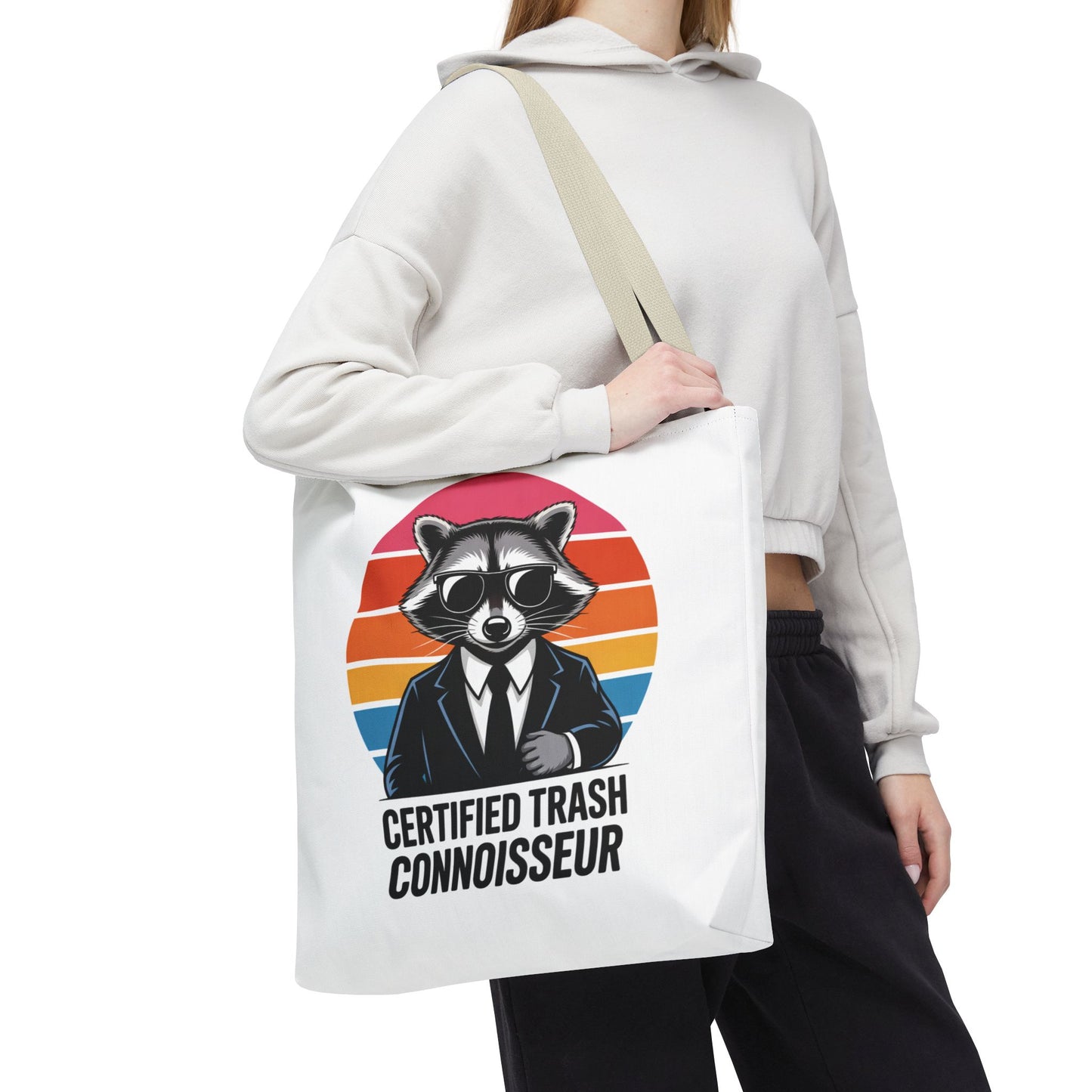Certified Trash Connoisseur Raccoon Tote Bag Fun and Quirky Everyday Carry Trash Panda Bag